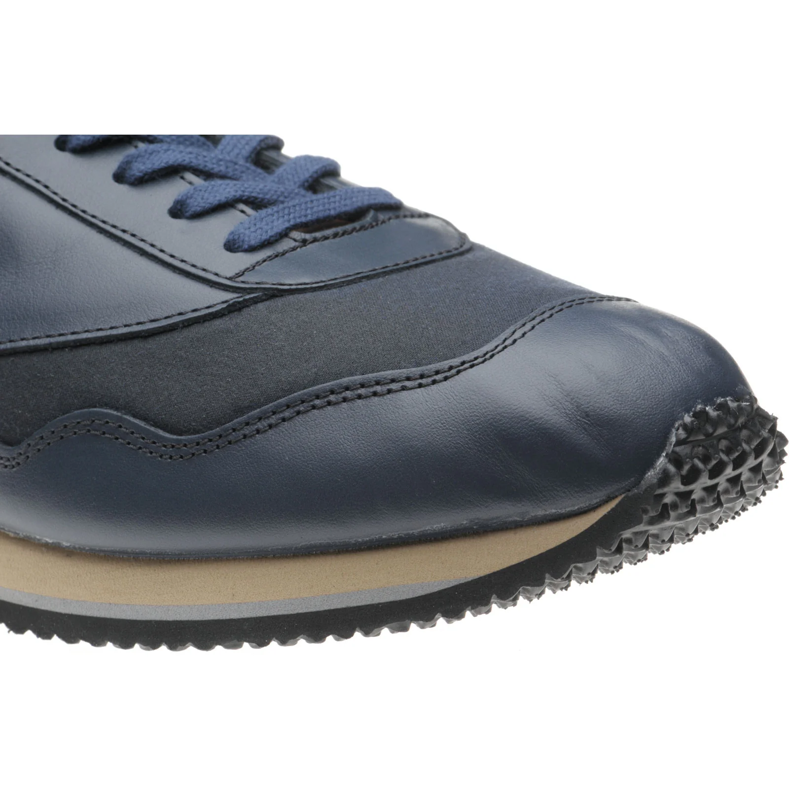 Herring Ensign Trainer mens rubber-soled trainers in navy calf and navy waxed cotton - Image 5