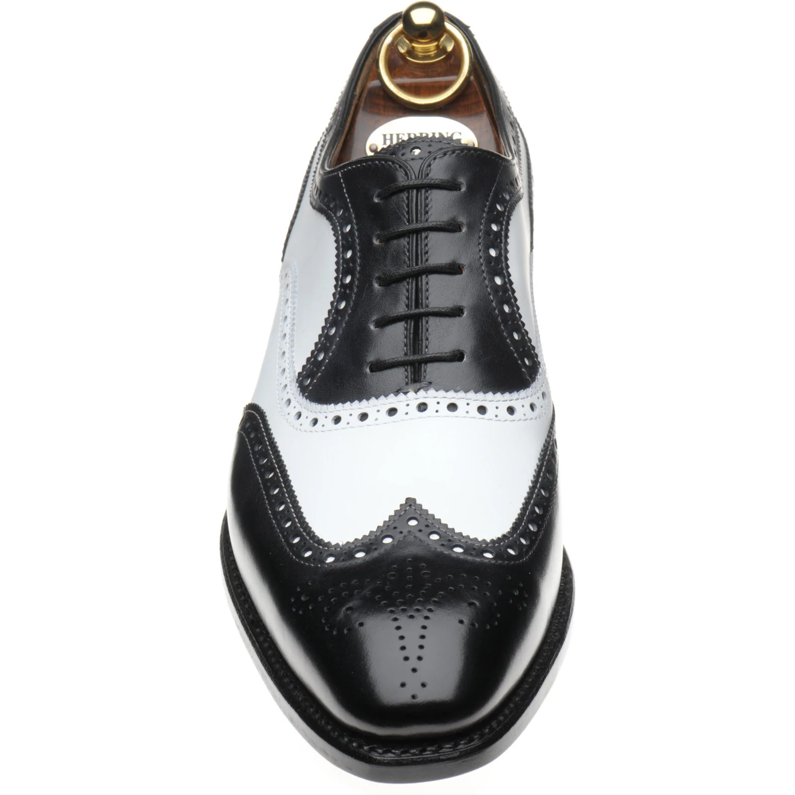 Herring Farnham mens two-tone brogues in black and white calf - Image 2