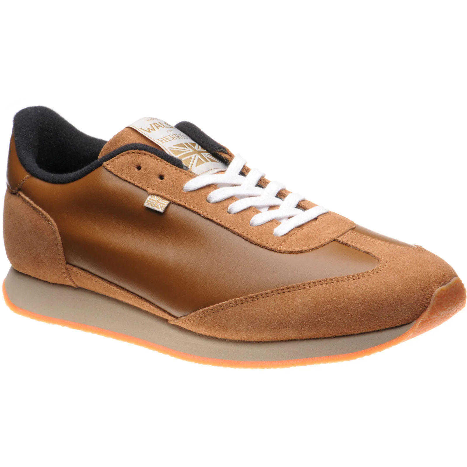 Herring Fierce Trainer mens rubber-soled trainers in brown calf and tan suede