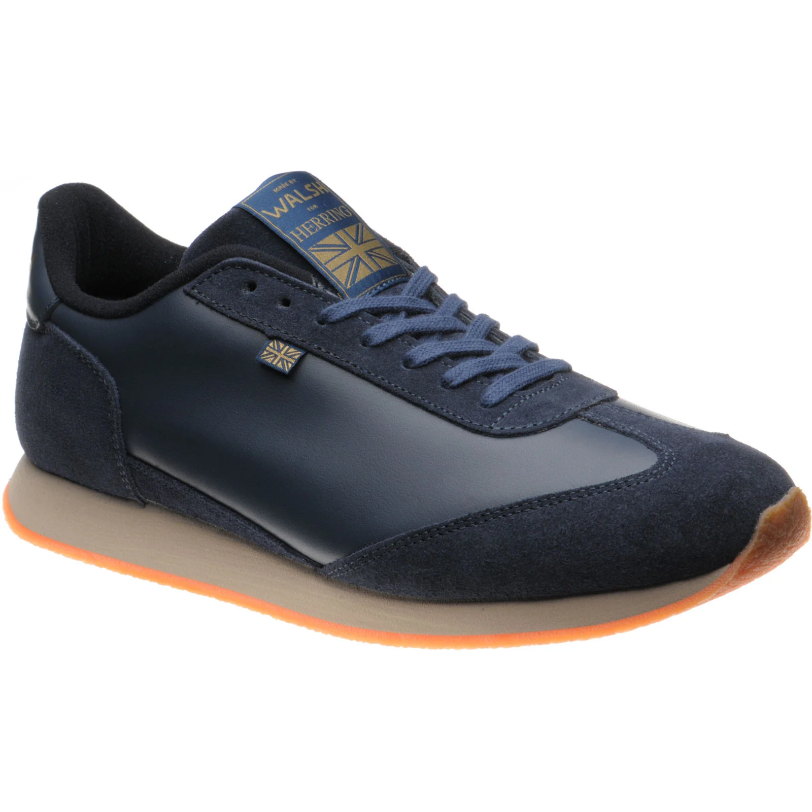 Herring Fierce Trainer mens rubber-soled trainers in navy calf and navy suede
