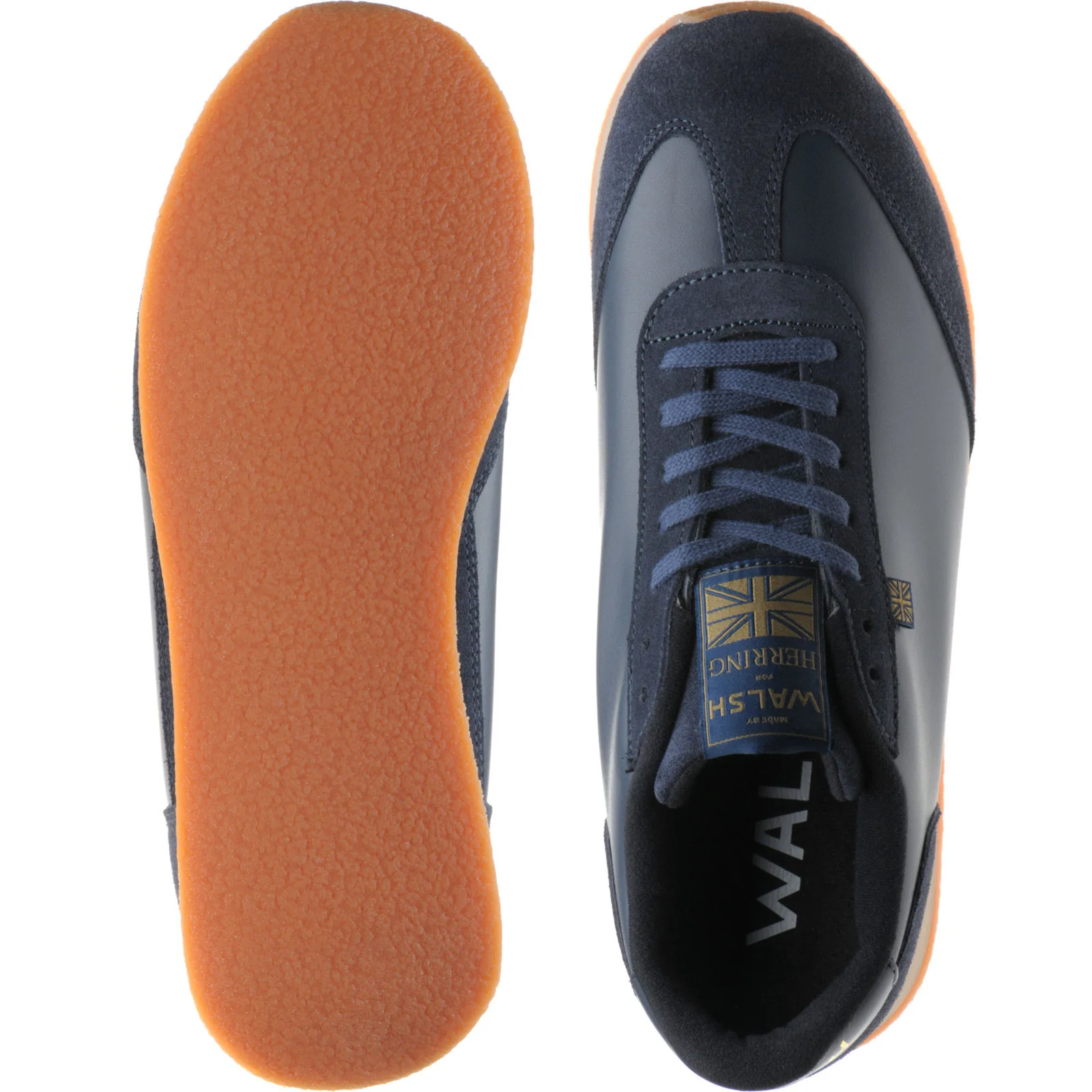 Herring Fierce Trainer mens rubber-soled trainers in navy calf and navy suede - Image 3