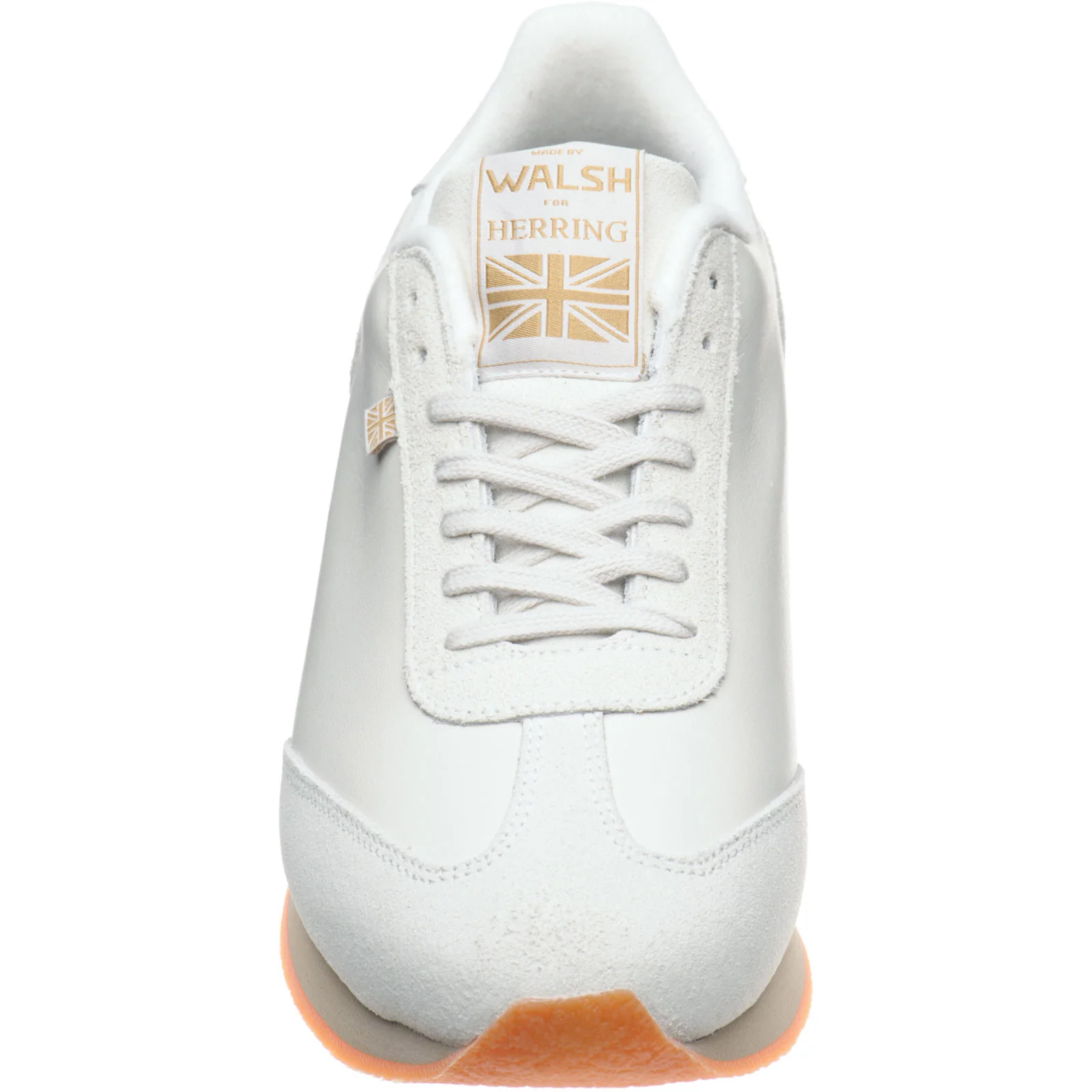 Herring Fierce Trainer mens rubber-soled trainers in white calf and stone suede - Image 2
