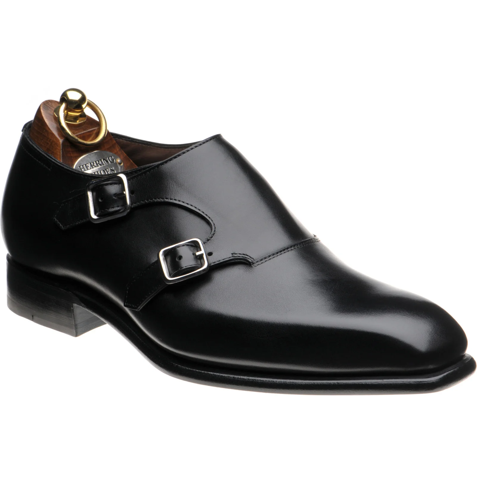 Herring Fitzrovia mens monk shoes in black calf