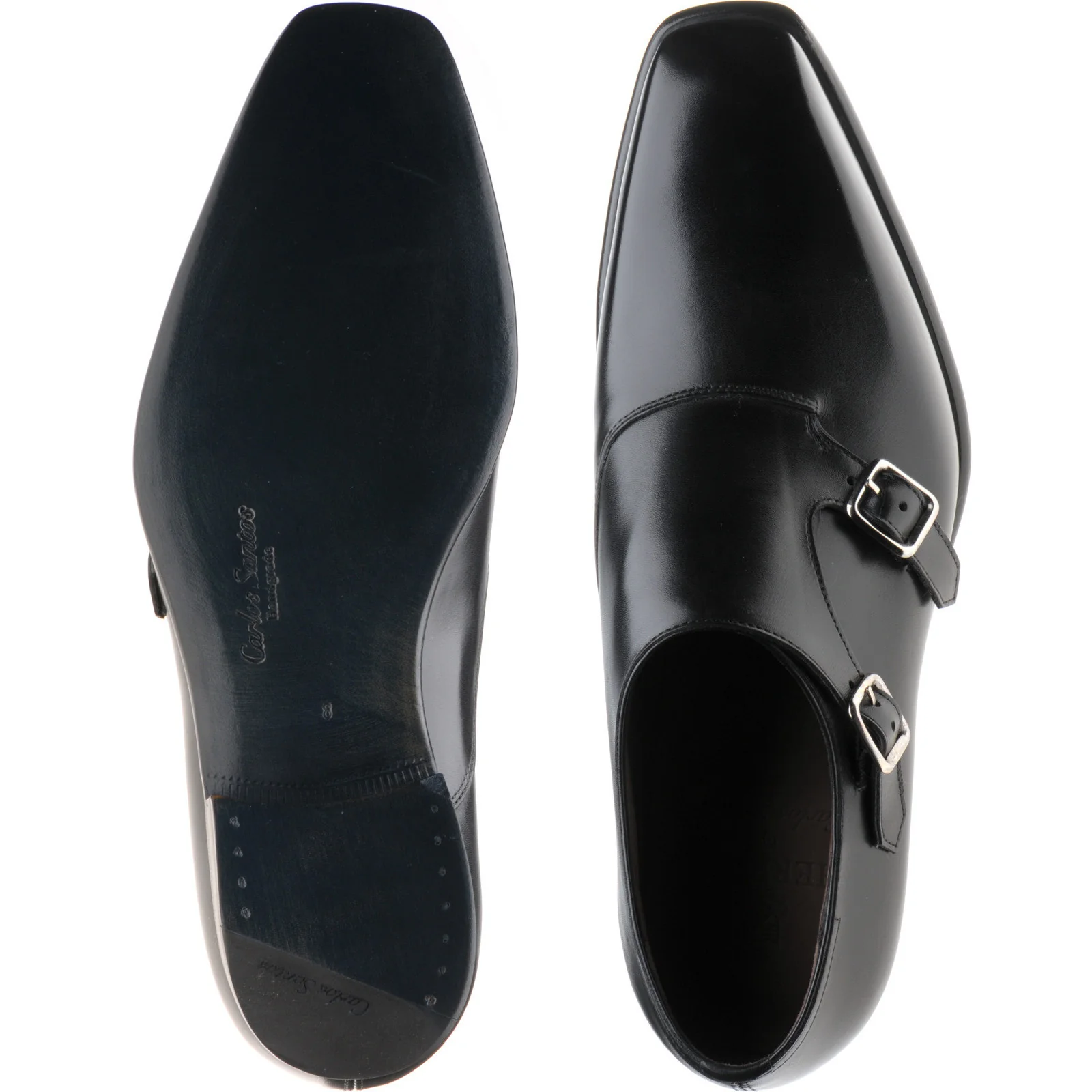Herring Fitzrovia mens monk shoes in black calf - Image 3