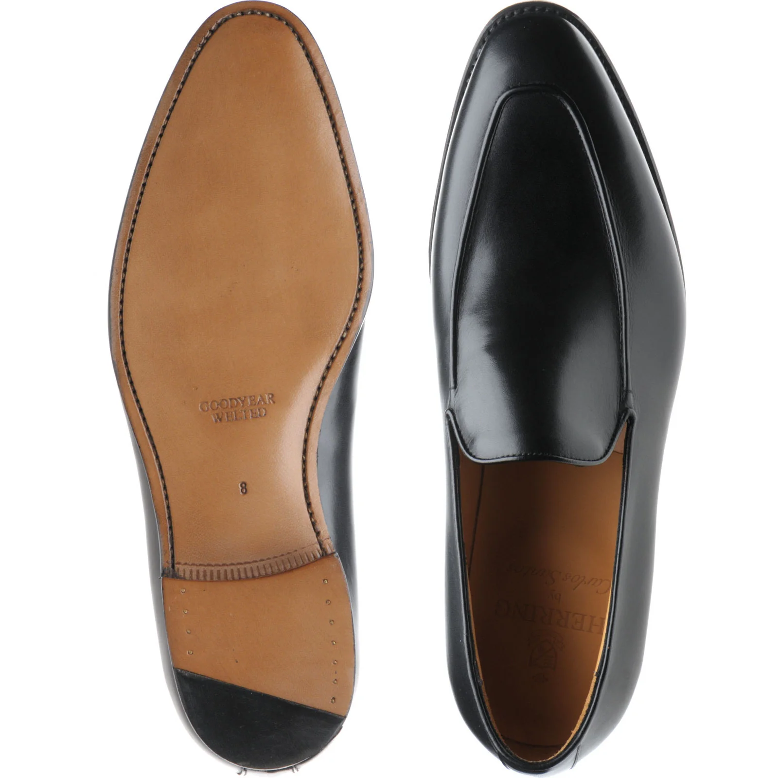 Herring Fleming mens loafers in black calf - Image 3