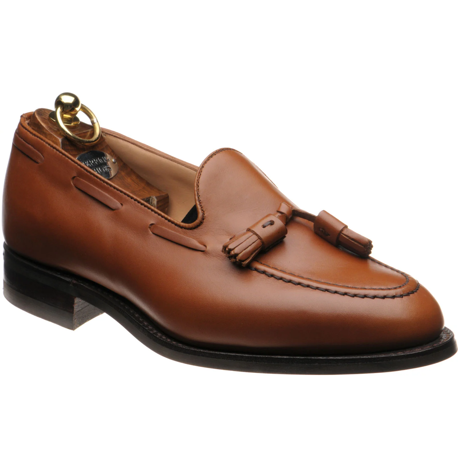 Herring Fletcher mens rubber-soled tasselled loafers in pecan calf