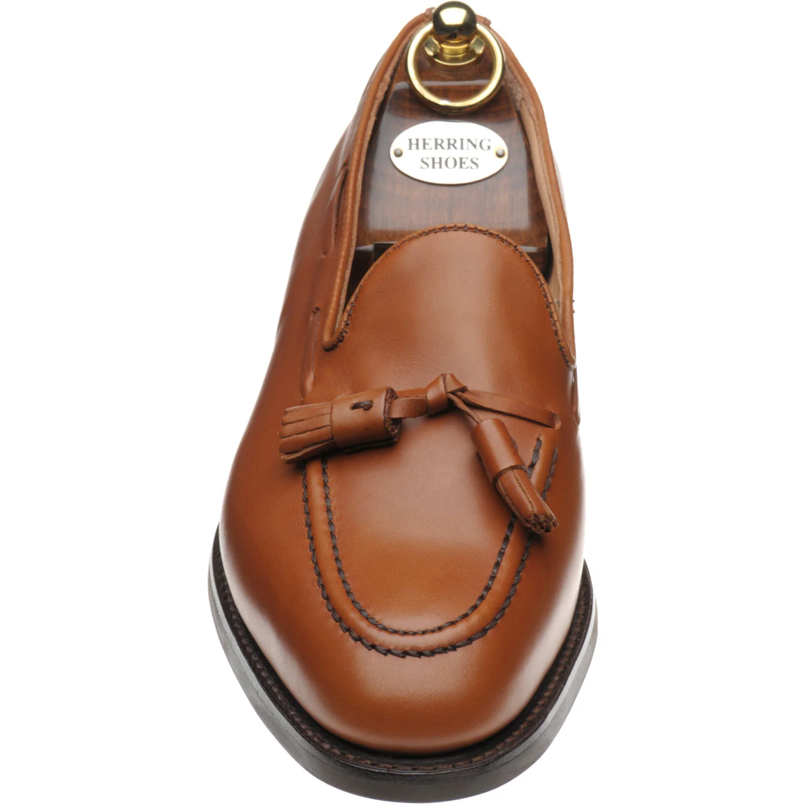 Herring Fletcher mens rubber-soled tasselled loafers in pecan calf - Image 2