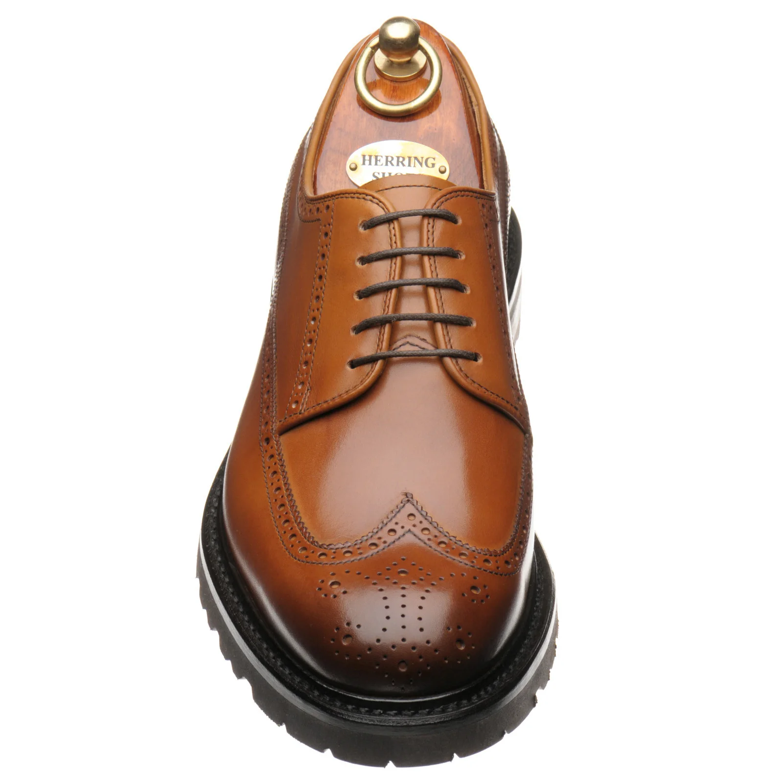 Herring Gairloch mens rubber-soled brogues in tan calf - Image 2