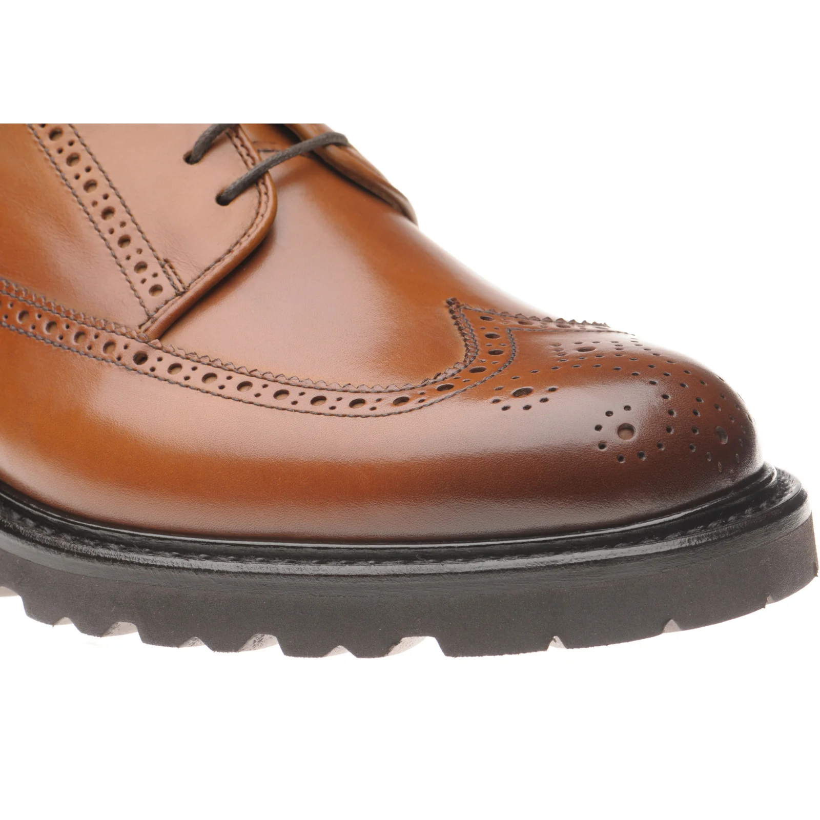 Herring Gairloch mens rubber-soled brogues in tan calf - Image 5
