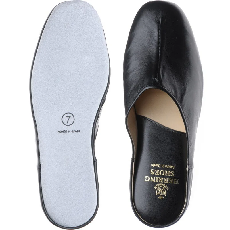 Herring Gavin mens slippers in black kid - Image 3