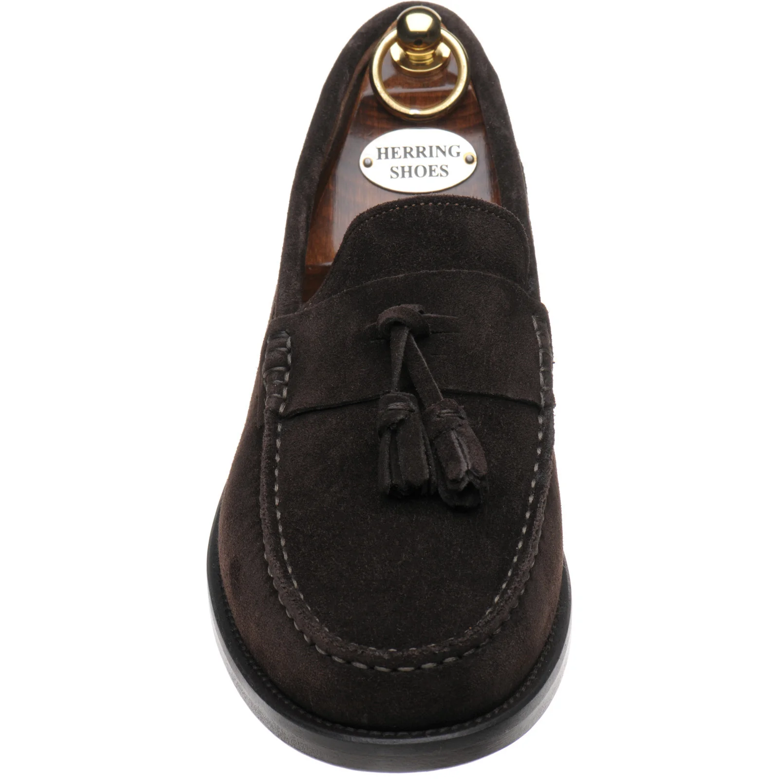 Herring Genoa mens tasselled loafers in dark brown suede - Image 2