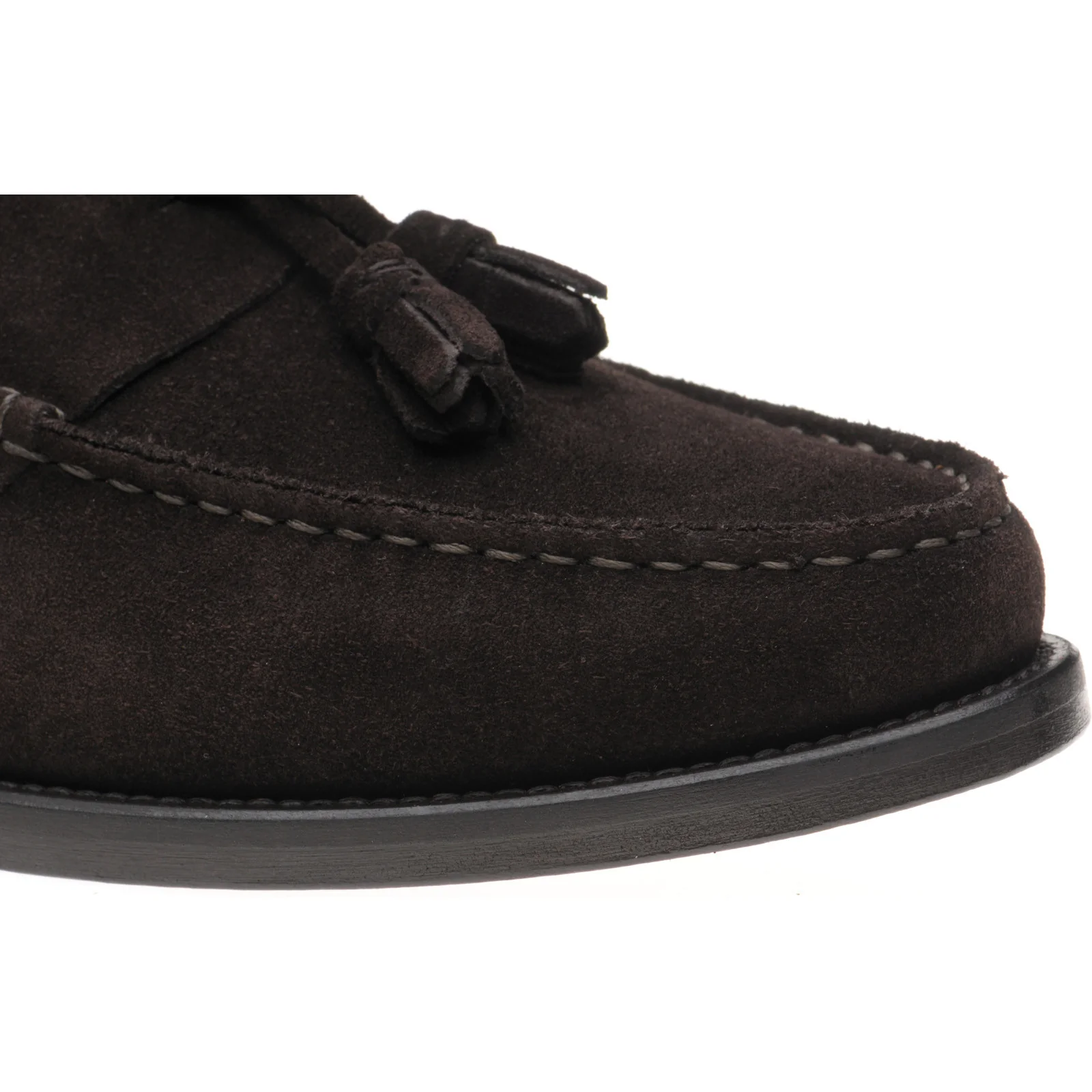 Herring Genoa mens tasselled loafers in dark brown suede - Image 5