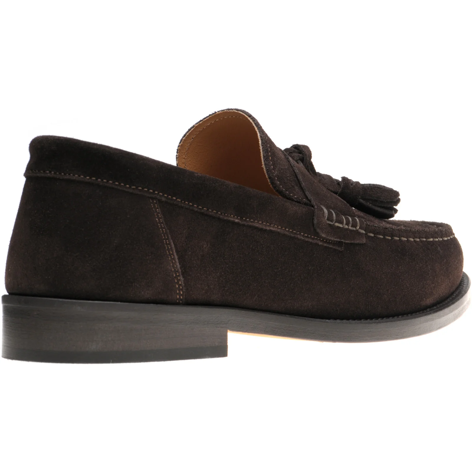 Herring Genoa mens tasselled loafers in dark brown suede (second) - Image 4