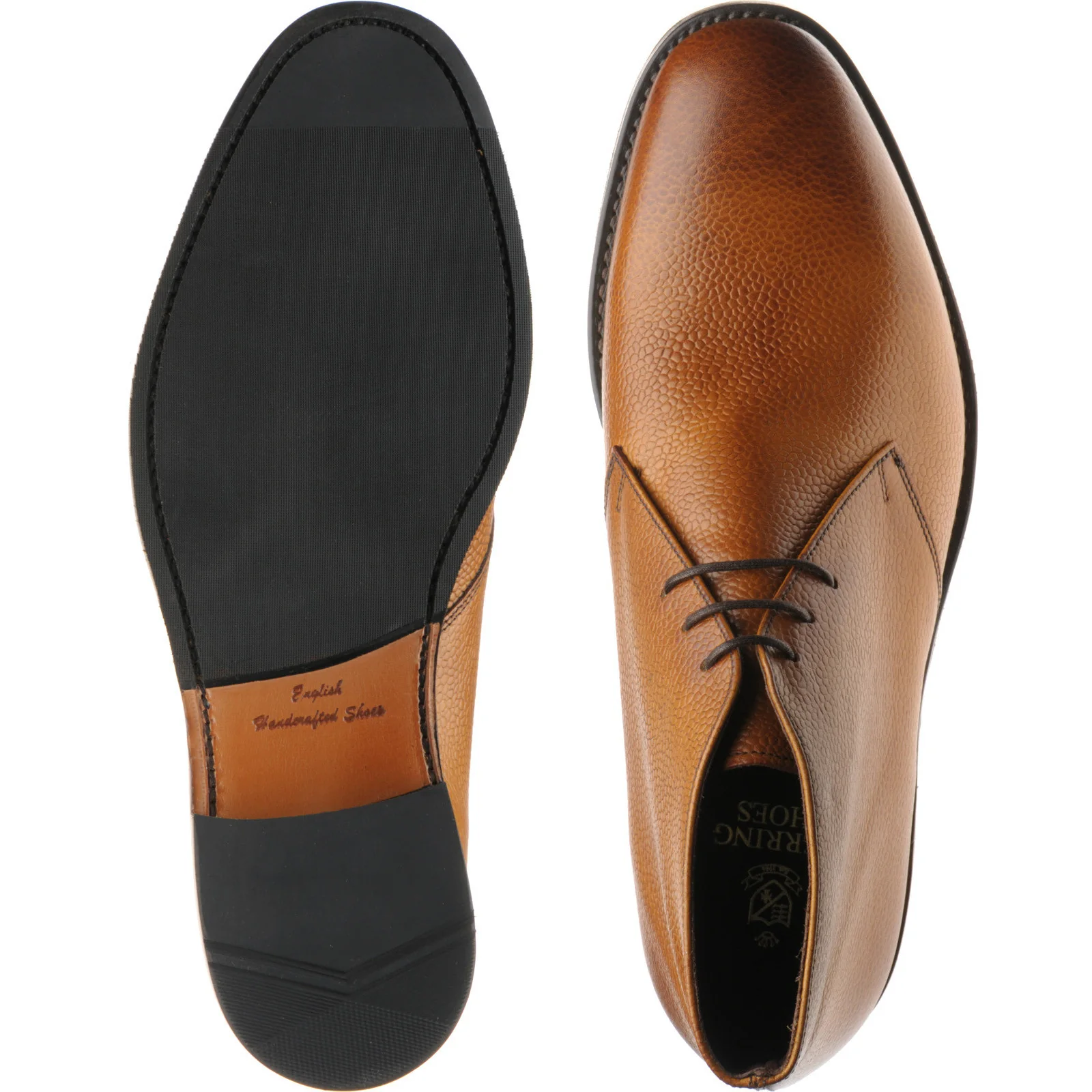 Herring Gosforth II (Rubber) mens hybrid-soled Chukka boots in tan grain - Image 3
