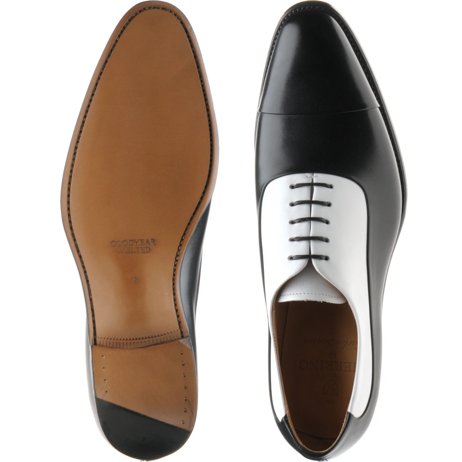 Herring Gusbourne mens two-tone Oxfords in black and white calf - Image 3