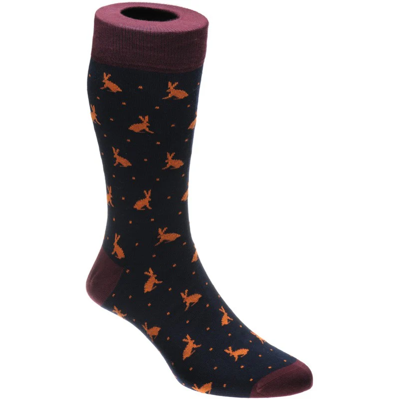 Herring Hare Sock in burgundy and navy