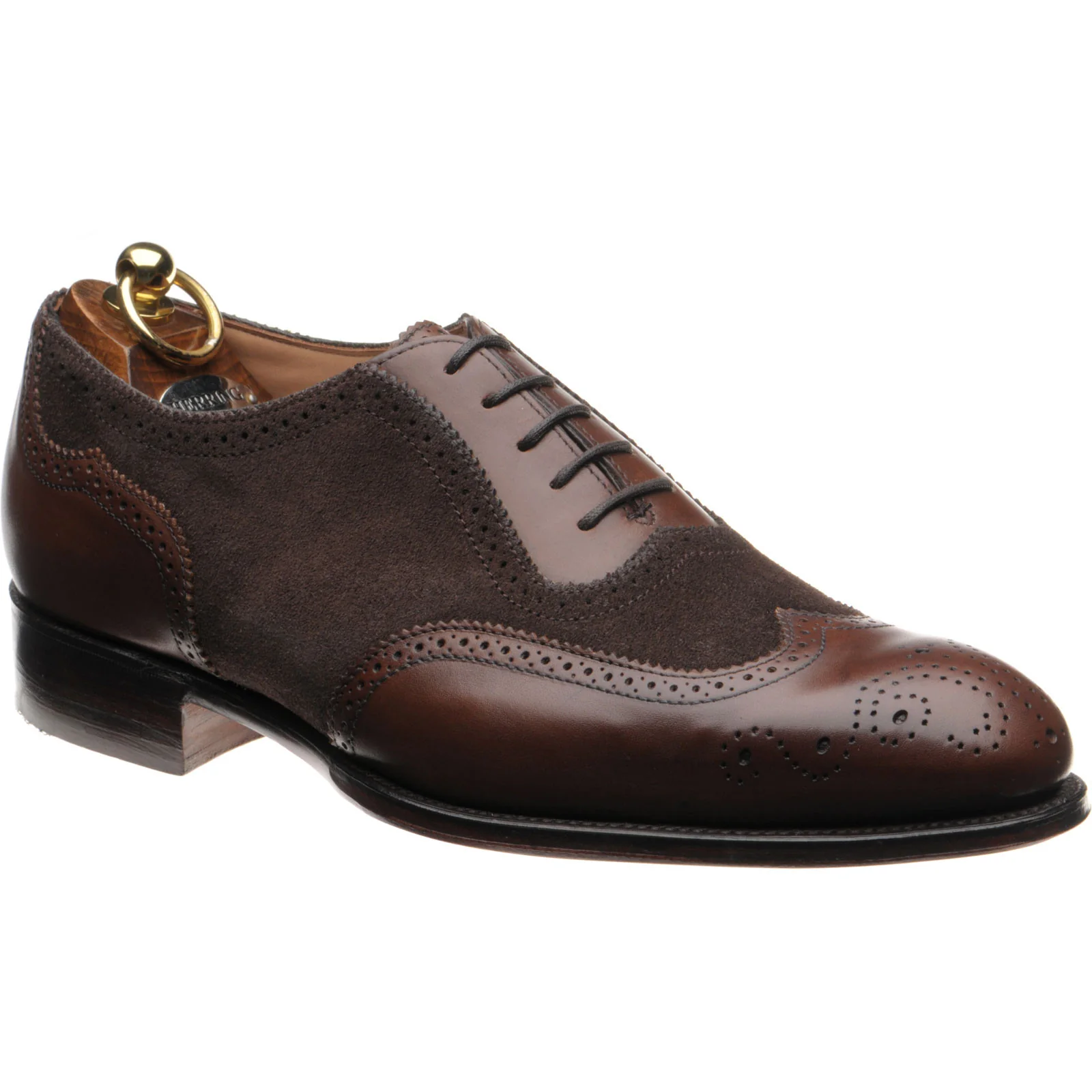 Herring Henry II mens brogues in espresso calf and brown suede
