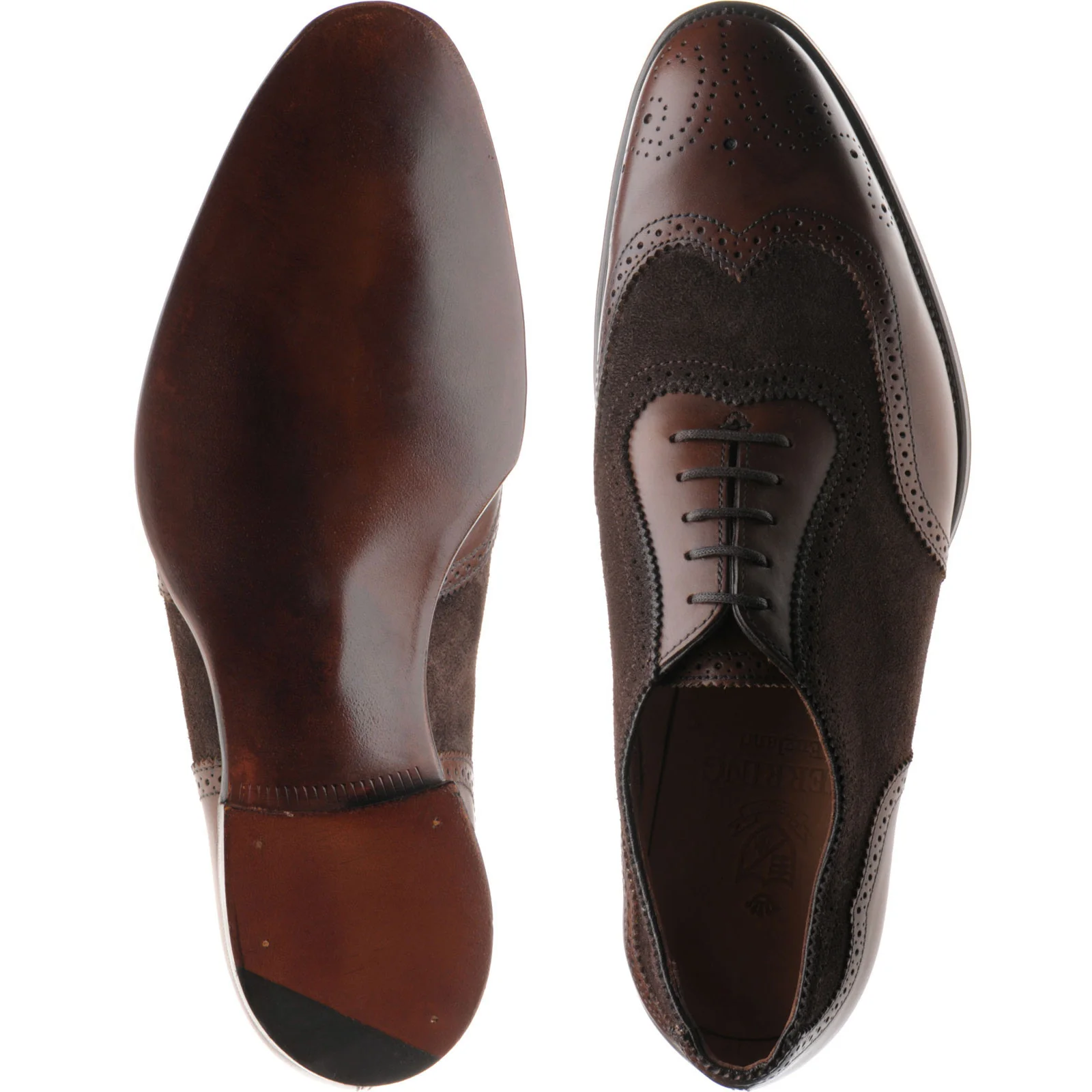 Herring Henry II mens brogues in espresso calf and brown suede - Image 3