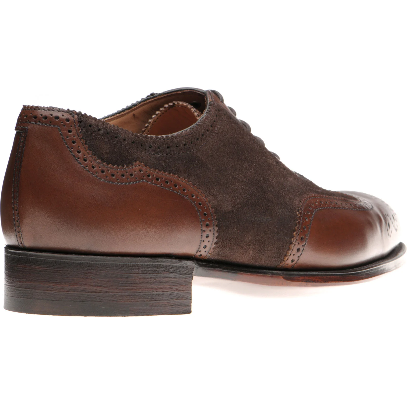 Herring Henry II mens brogues in espresso calf and brown suede - Image 4