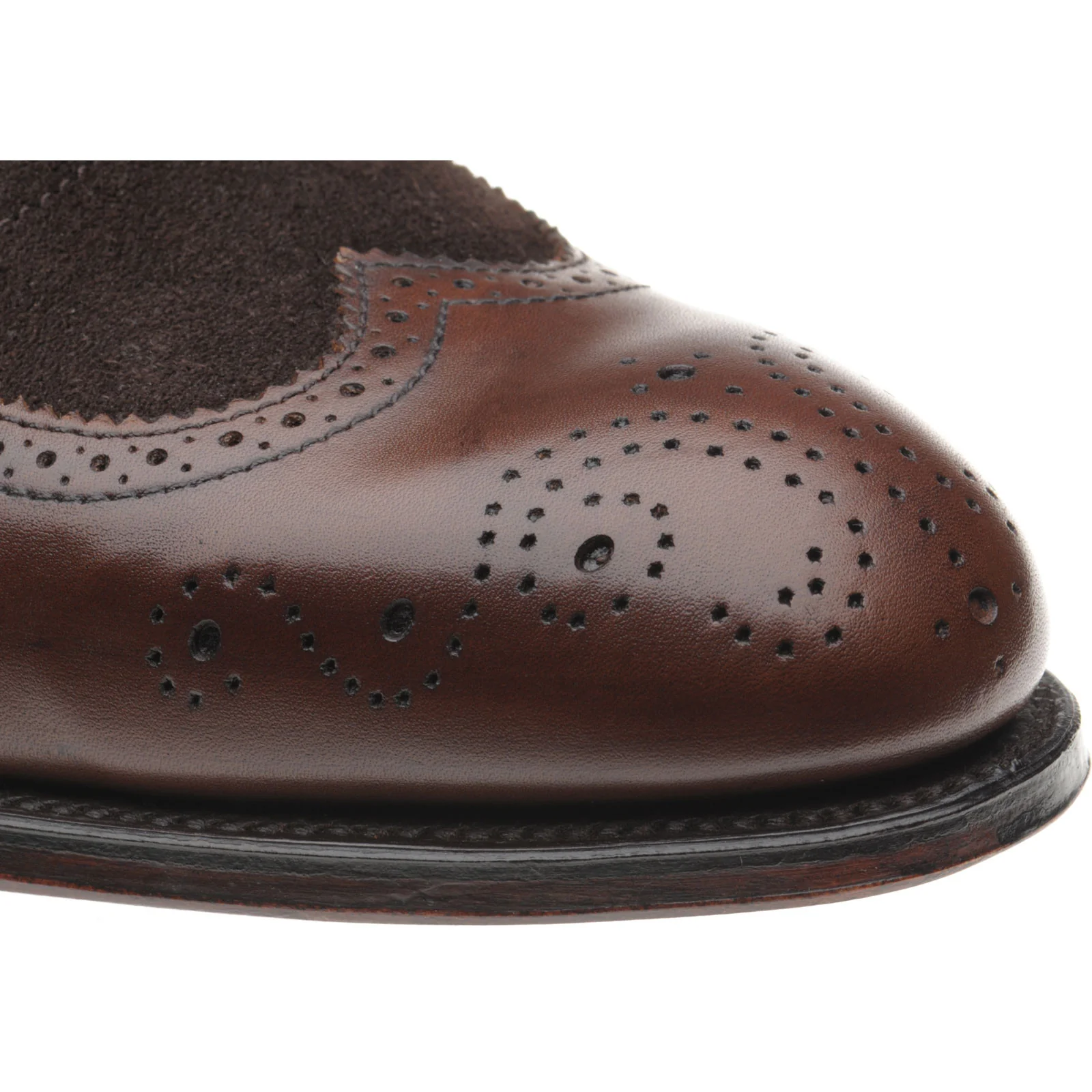 Herring Henry II mens brogues in espresso calf and brown suede - Image 5