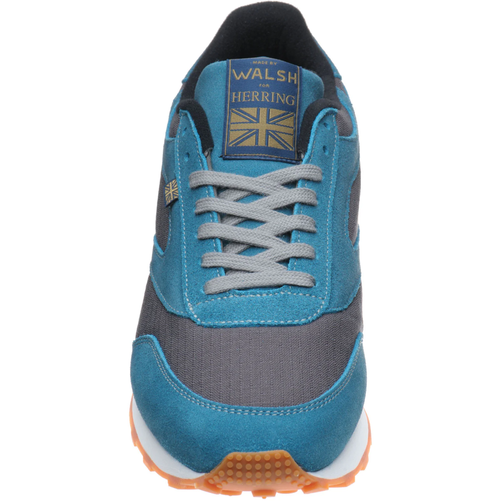 Herring Horwich Trainer mens two-tone rubber-soled trainers in grey titan and teal suede - Image 2