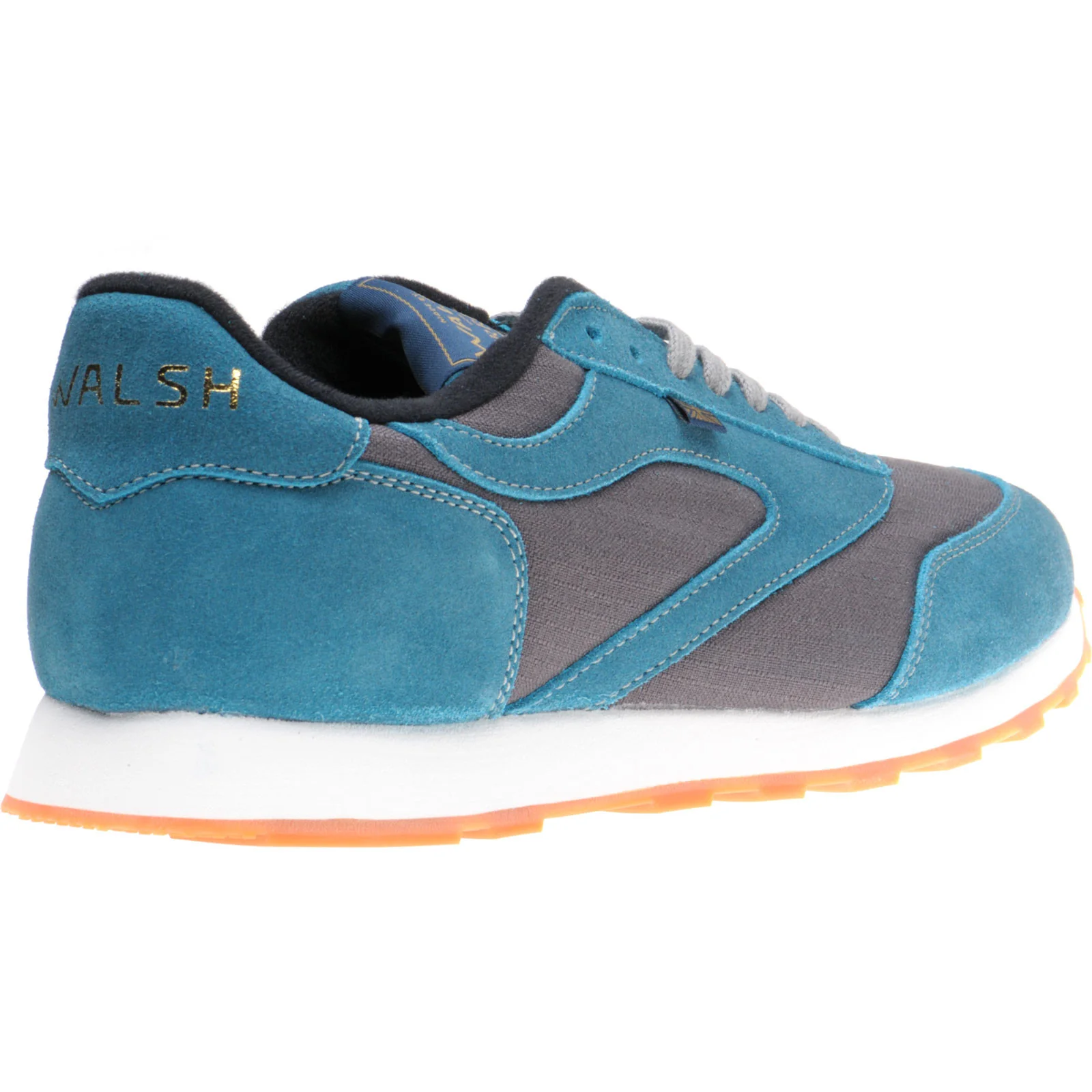 Herring Horwich Trainer mens two-tone rubber-soled trainers in grey titan and teal suede - Image 4