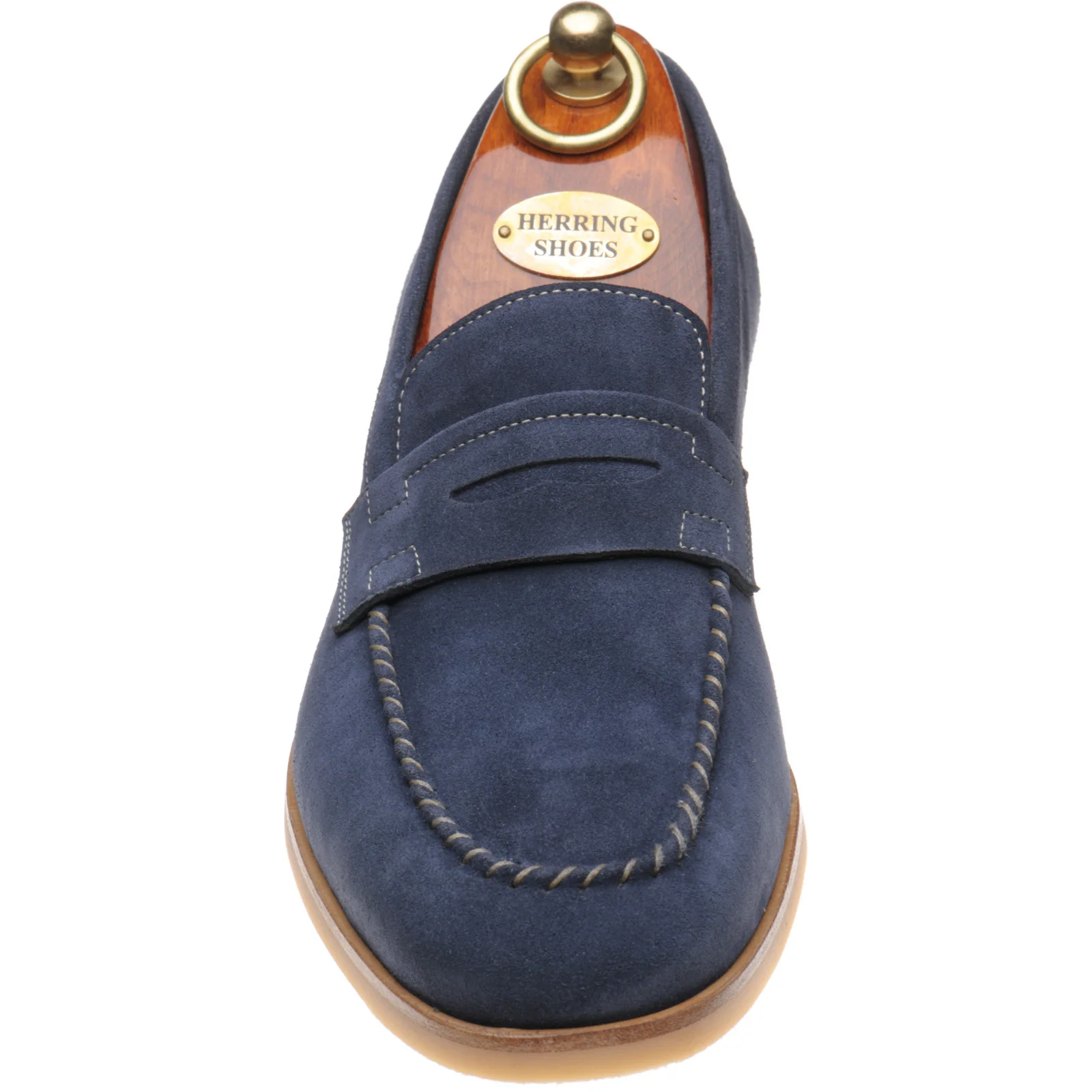 Herring Ives mens rubber-soled loafers in navy suede - Image 2