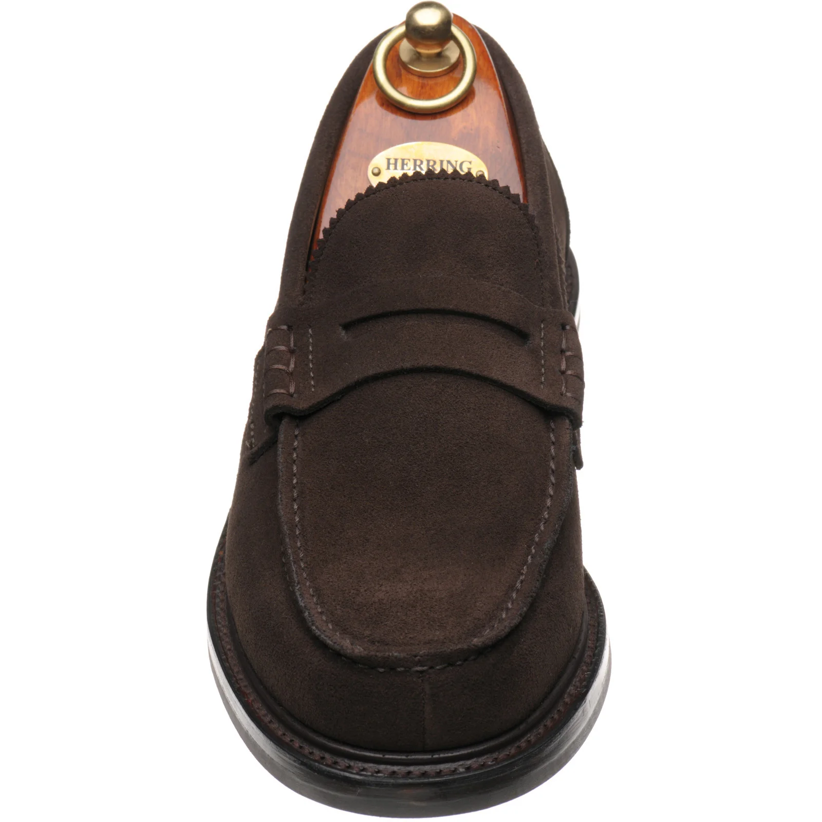 Herring Kennedy II R mens rubber-soled loafers in bitter choc suede - Image 2