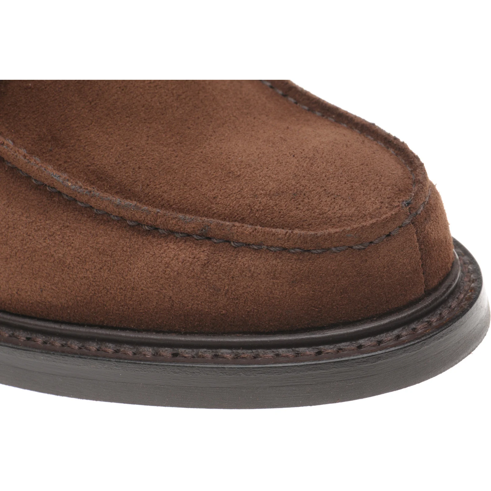 Herring Kennedy II R mens rubber-soled loafers in polo brown suede - Image 5