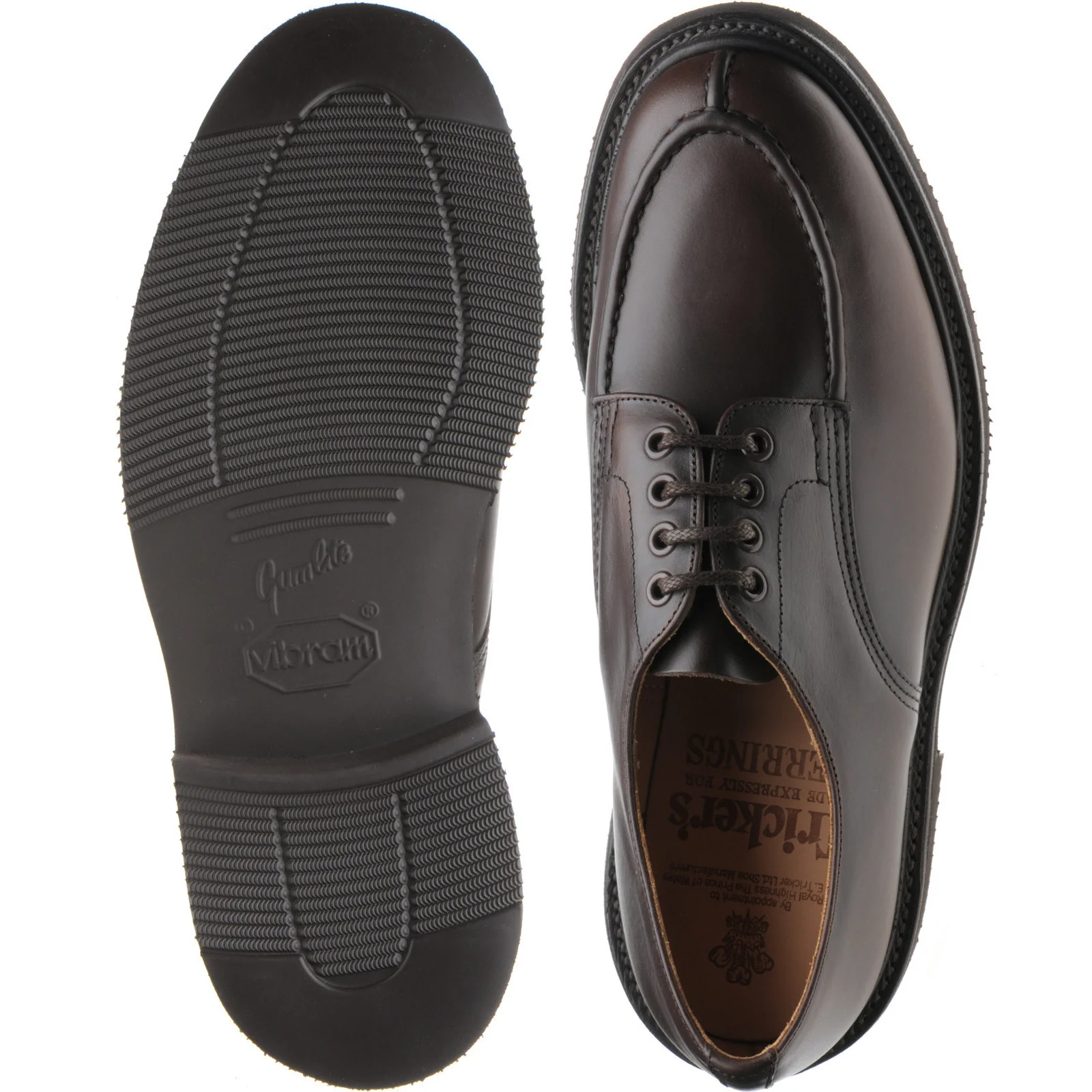 Herring Kilsby X Trickers mens rubber-soled Derby shoes in dark brown cutter - Image 3