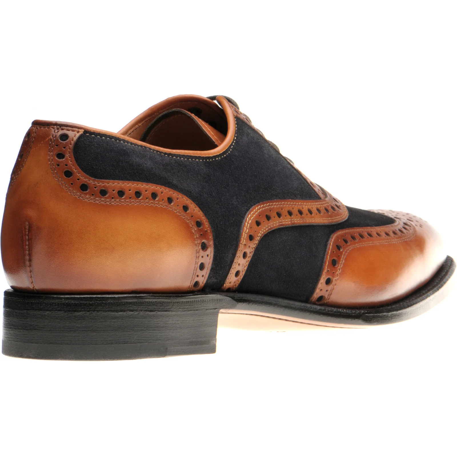 Herring Kingston mens two-tone brogues in brown calf and navy suede - Image 4