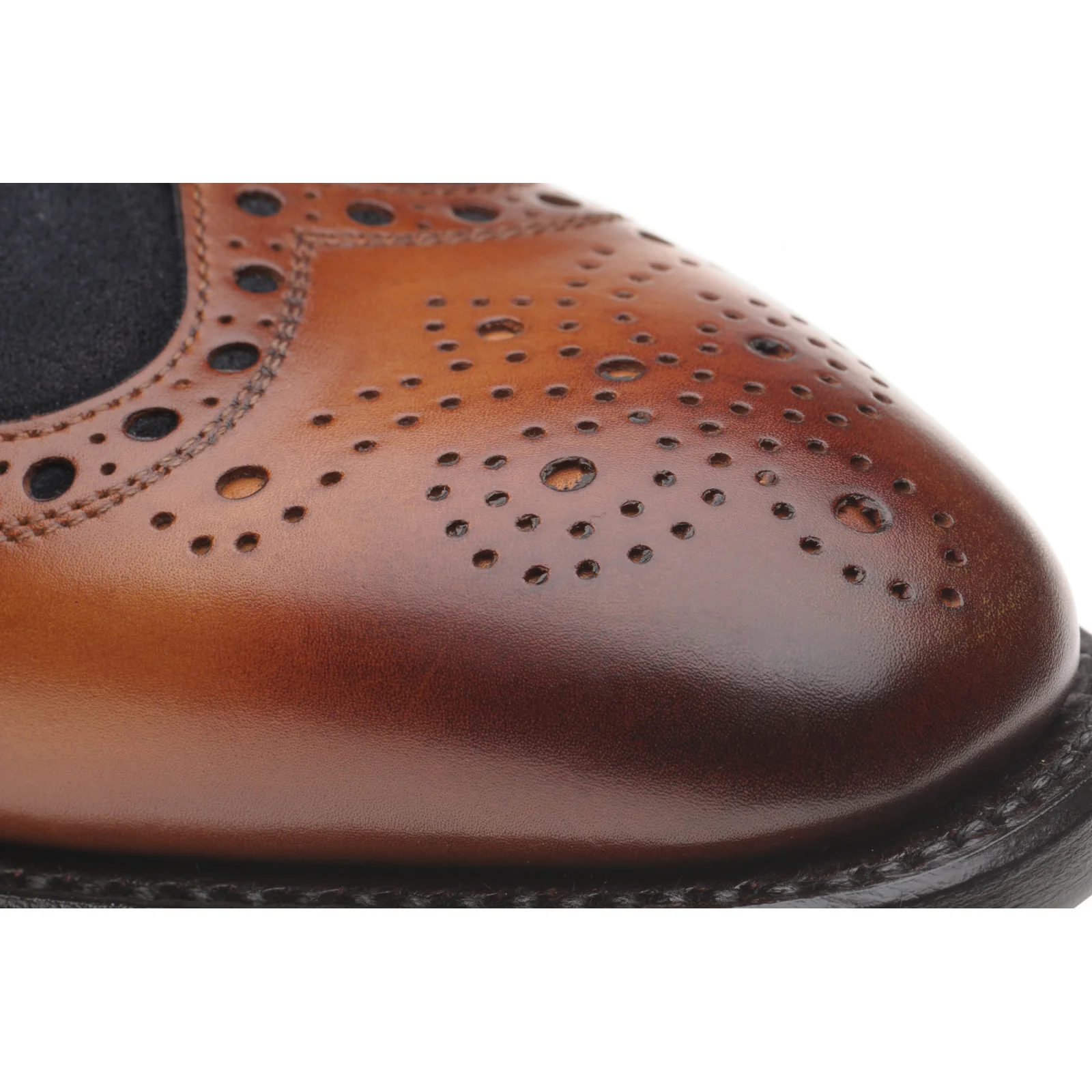Herring Kingston mens two-tone brogues in brown calf and navy suede - Image 5