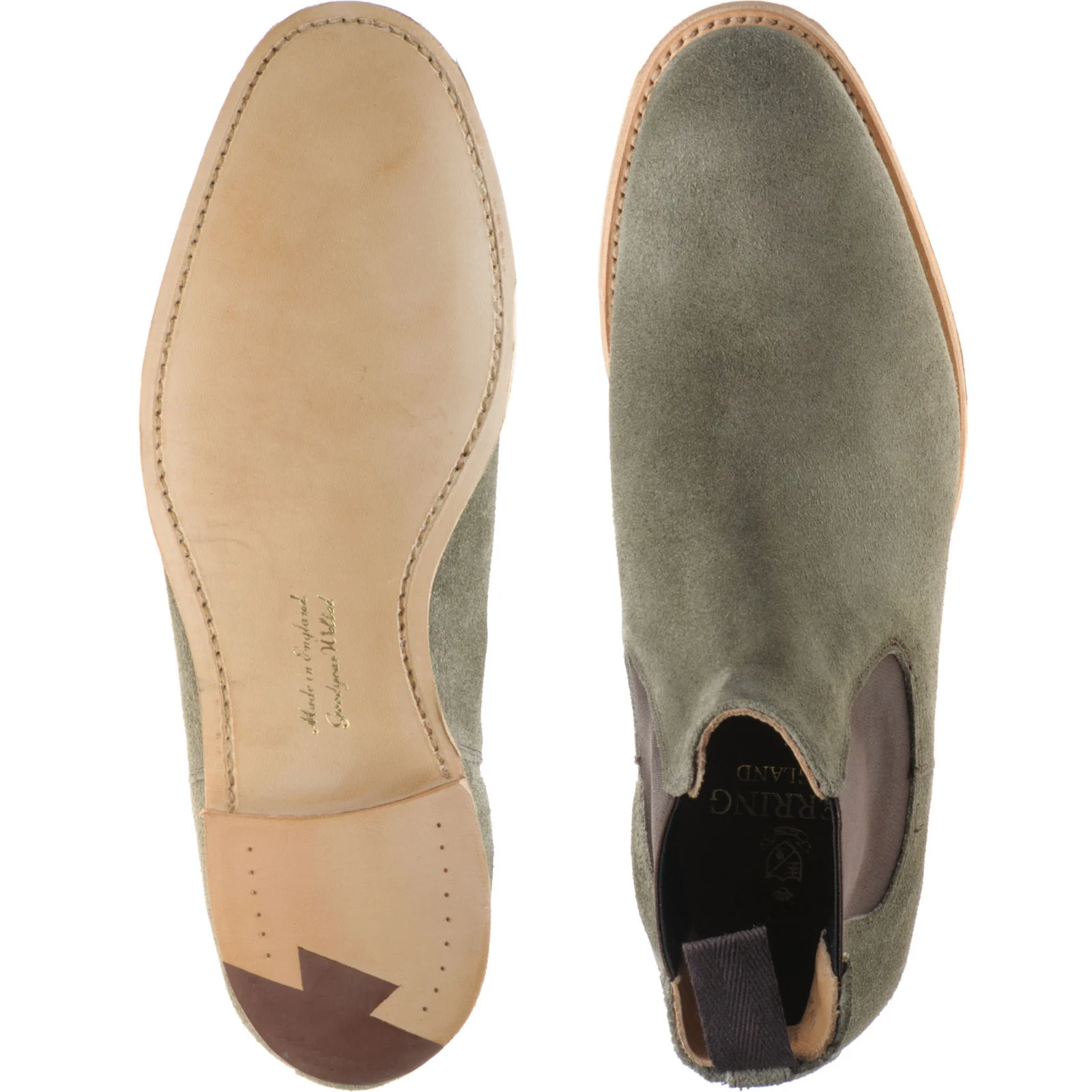 Herring Kirkby mens Chelsea boots in green suede - Image 3