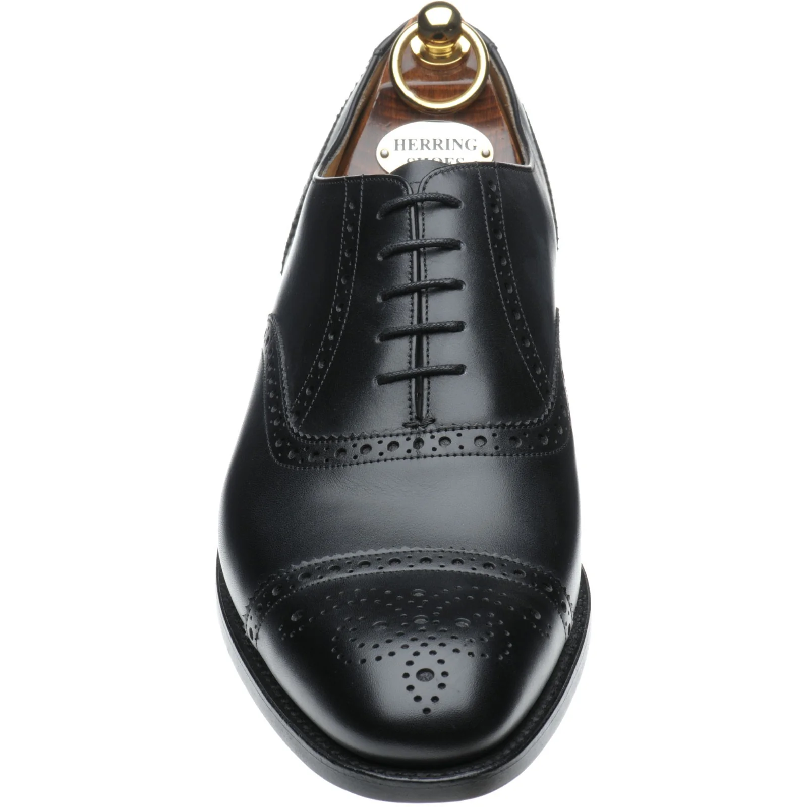 Herring Lambeth mens semi-brogues in black calf - Image 2