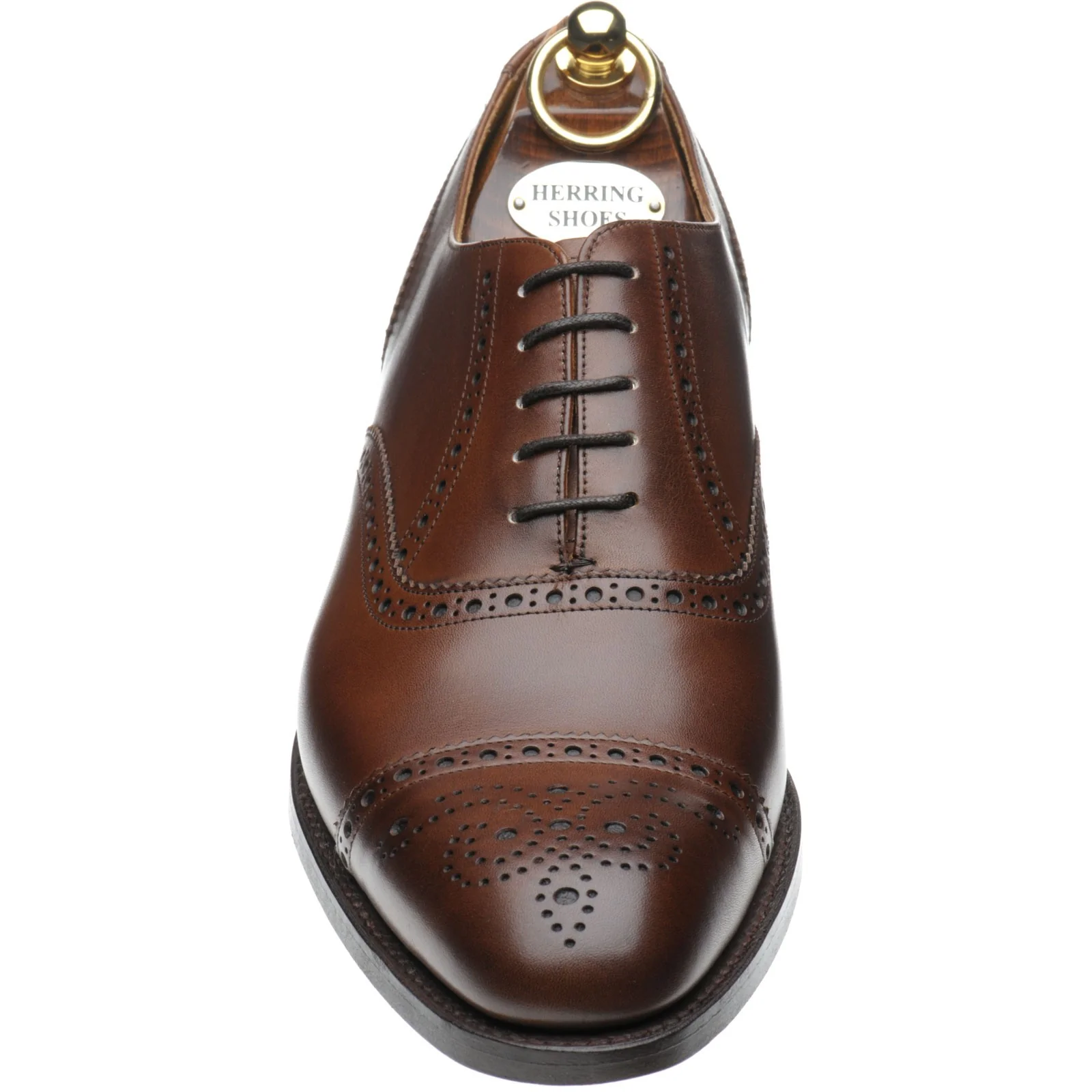 Herring Lambeth mens semi-brogues in mahogany calf (second) - Image 2