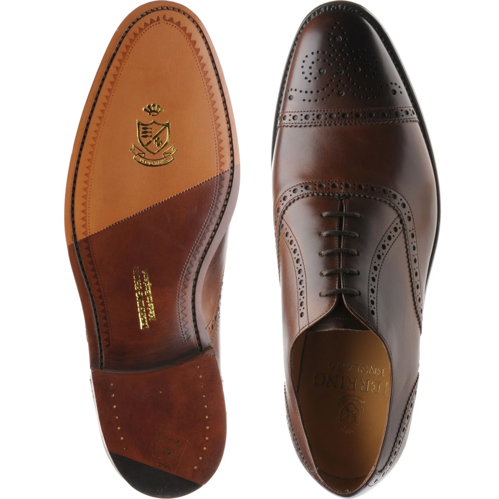 Herring Lambeth mens semi-brogues in mahogany calf (second) - Image 3