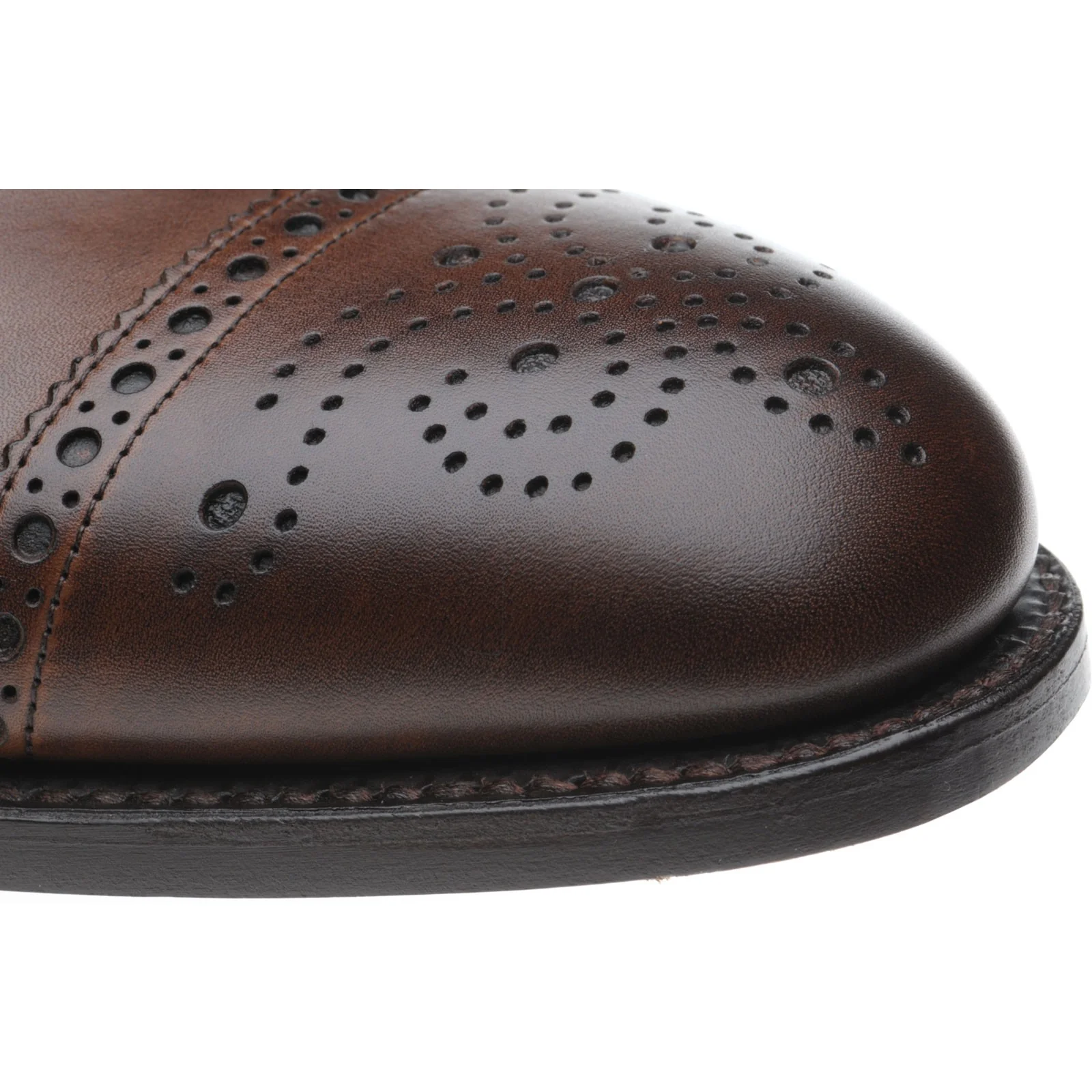 Herring Lambeth mens semi-brogues in mahogany calf (second) - Image 5
