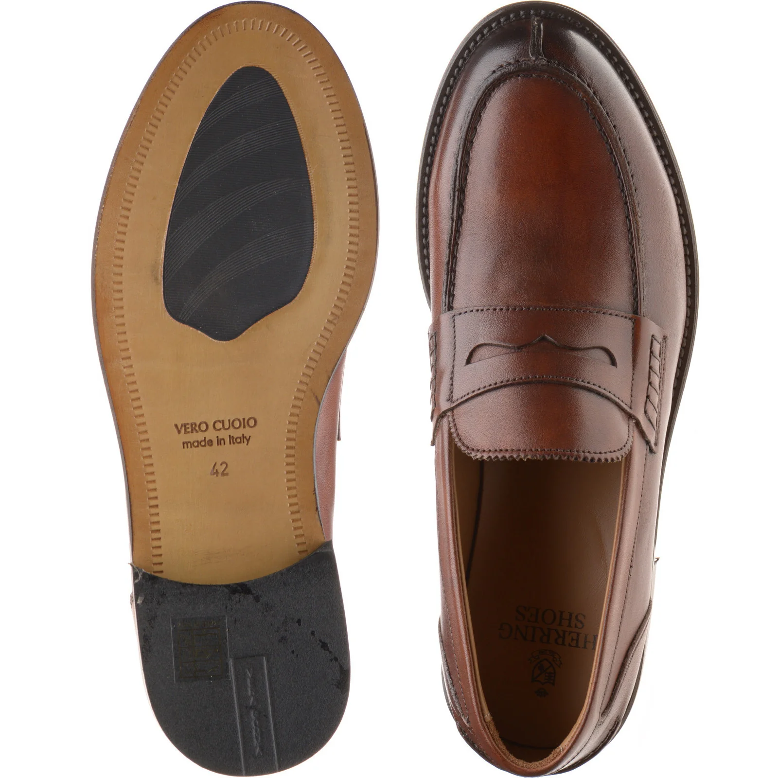 Herring Lombardo mens hybrid-soled loafers in brown calf - Image 3