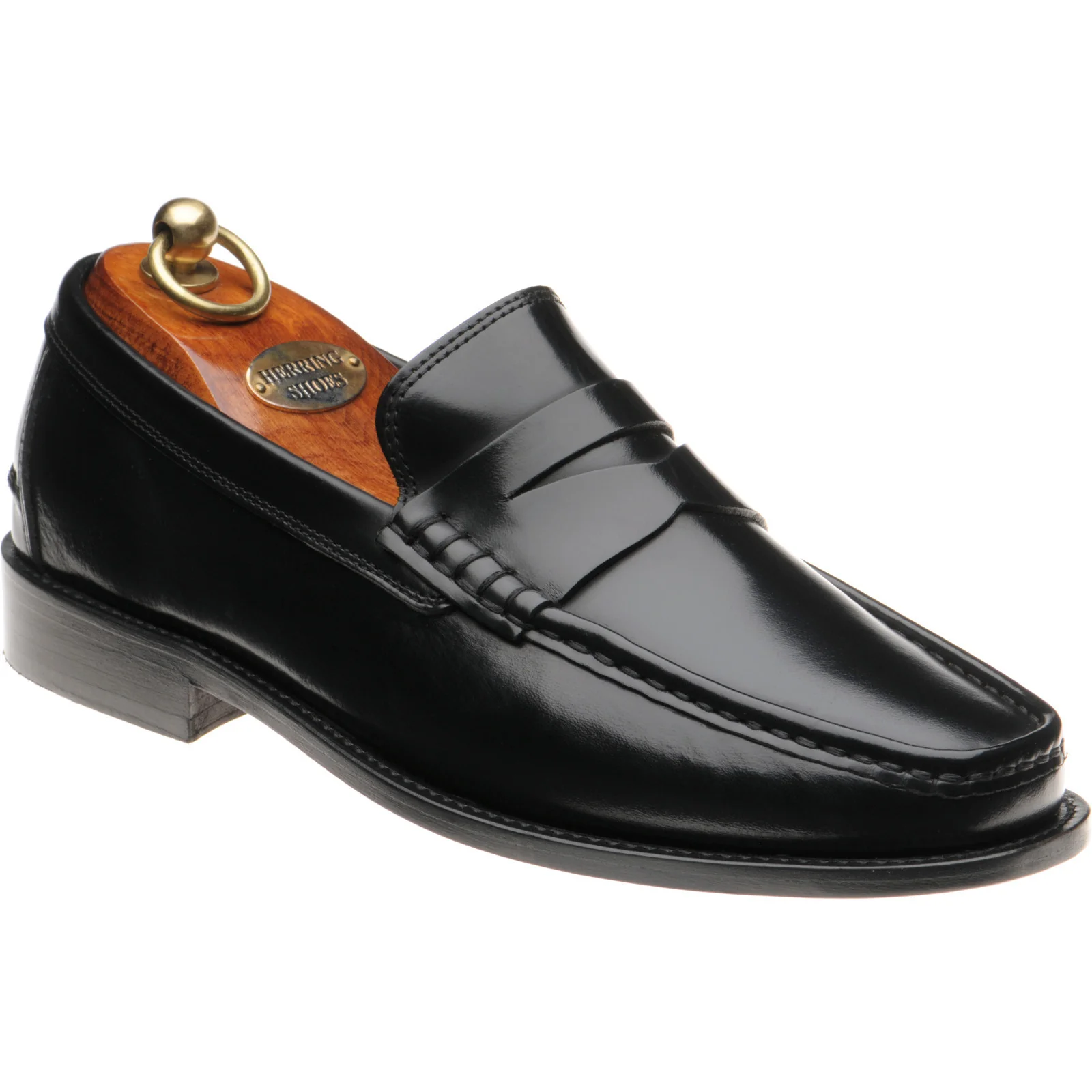 Herring Lucca mens hybrid-soled loafers in black polished