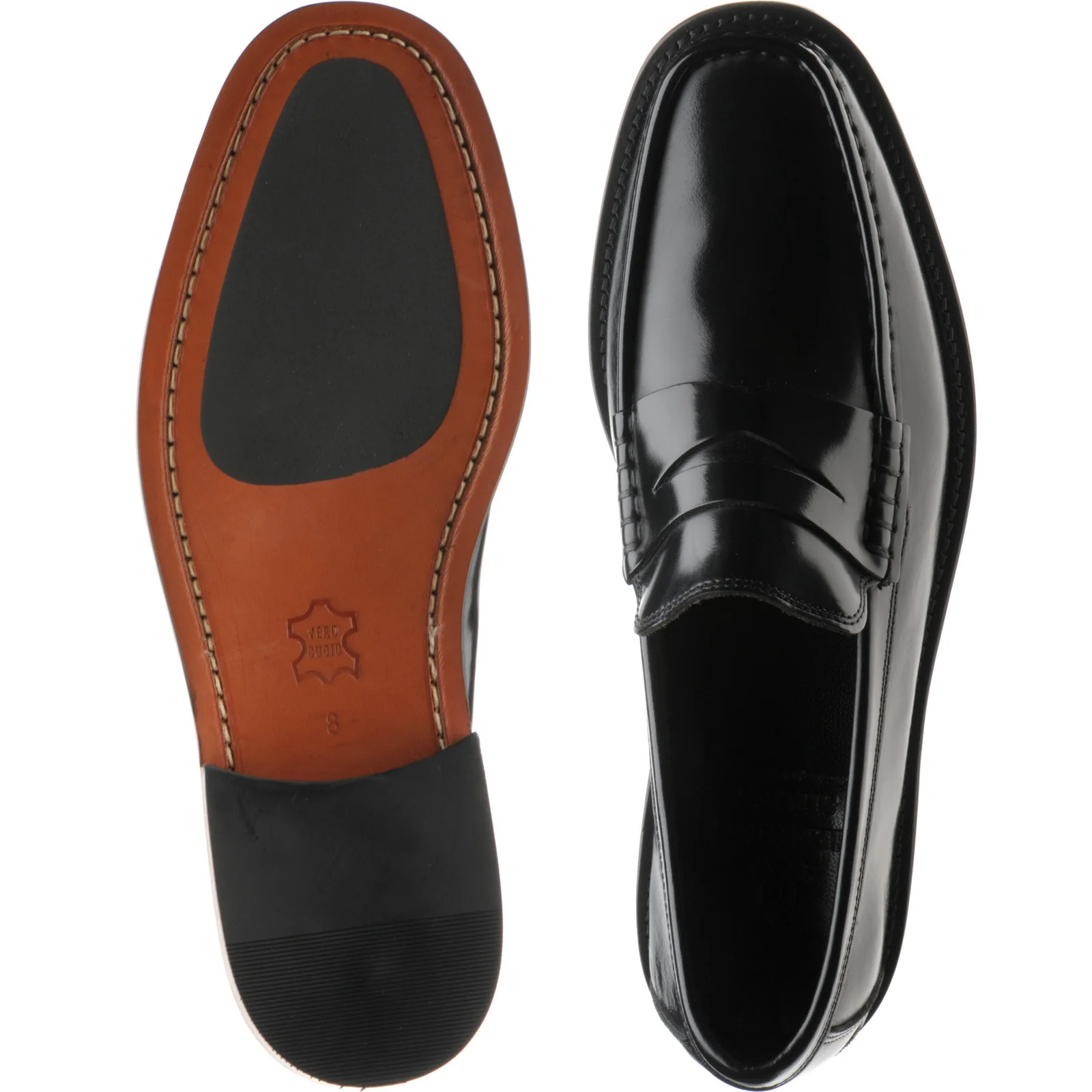 Herring Lucca mens hybrid-soled loafers in black polished - Image 3