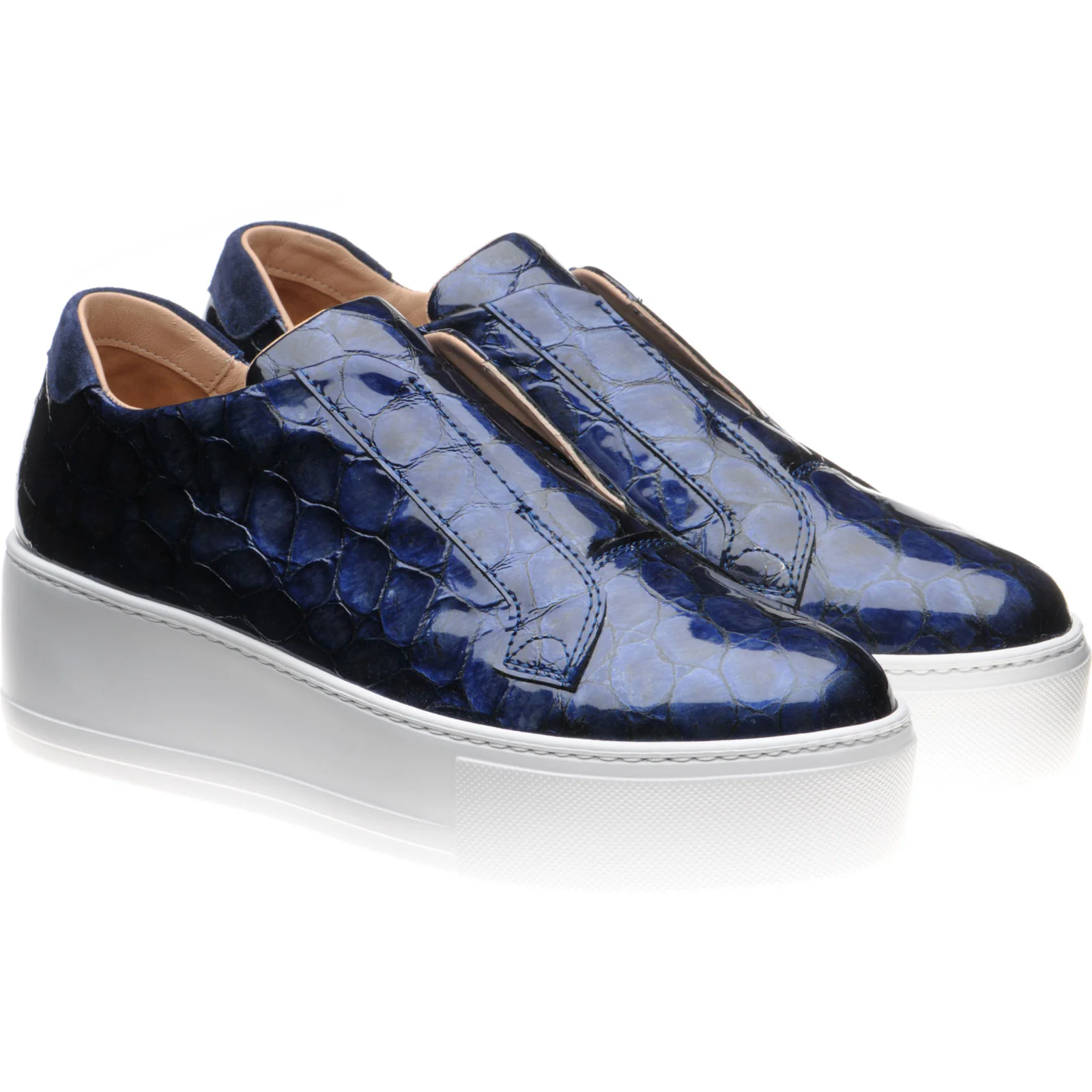 Herring Lugano ladies rubber-soled trainers in navy patent croc