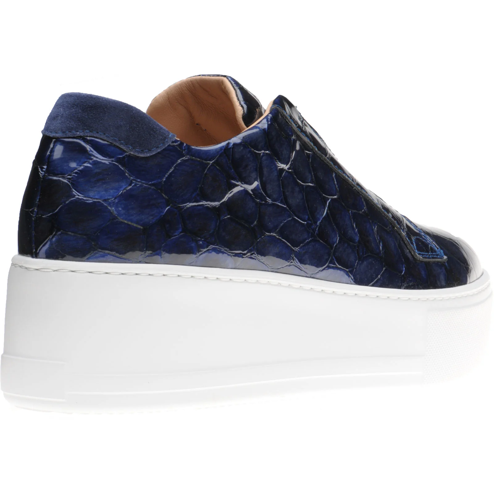 Herring Lugano ladies rubber-soled trainers in navy patent croc - Image 4