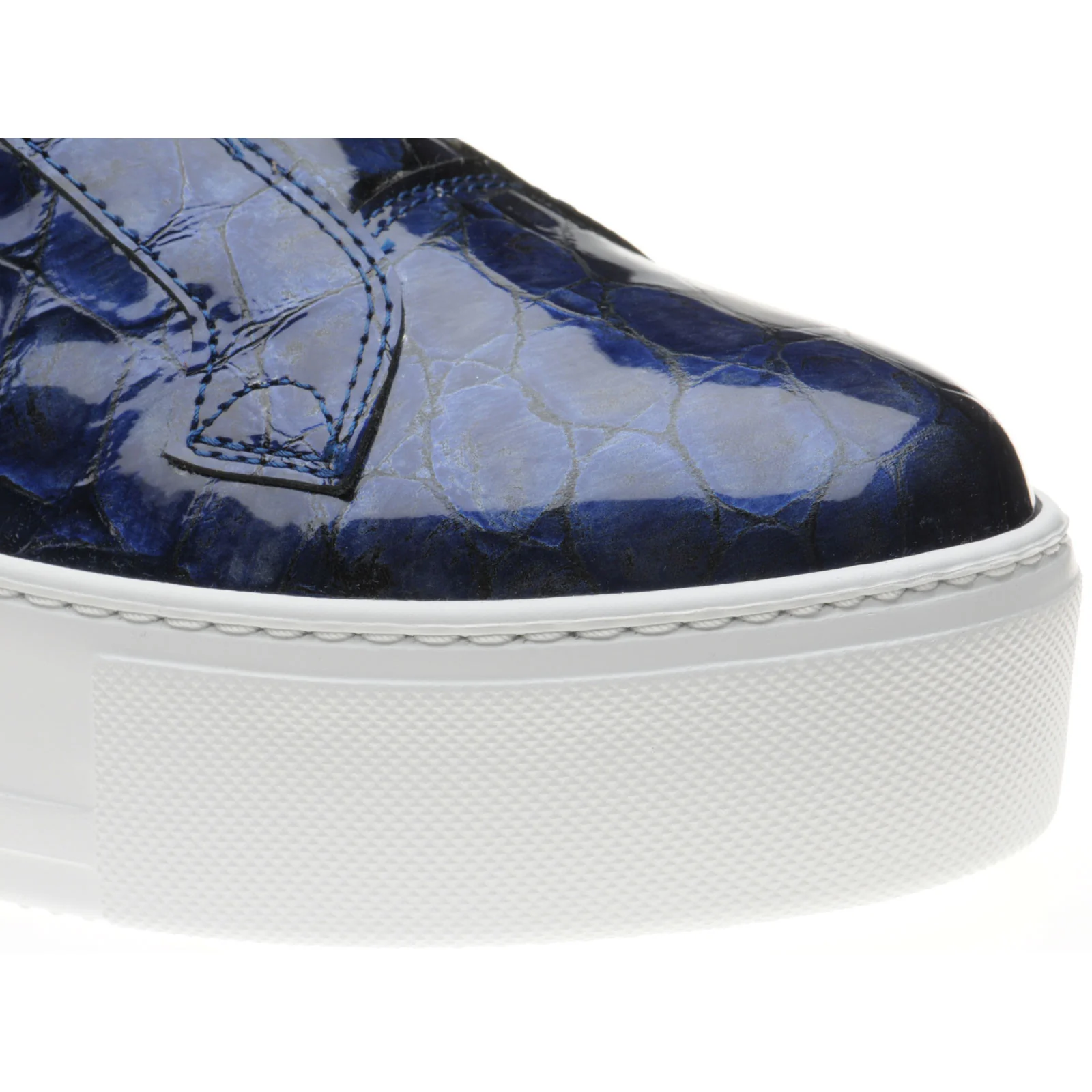 Herring Lugano ladies rubber-soled trainers in navy patent croc - Image 5