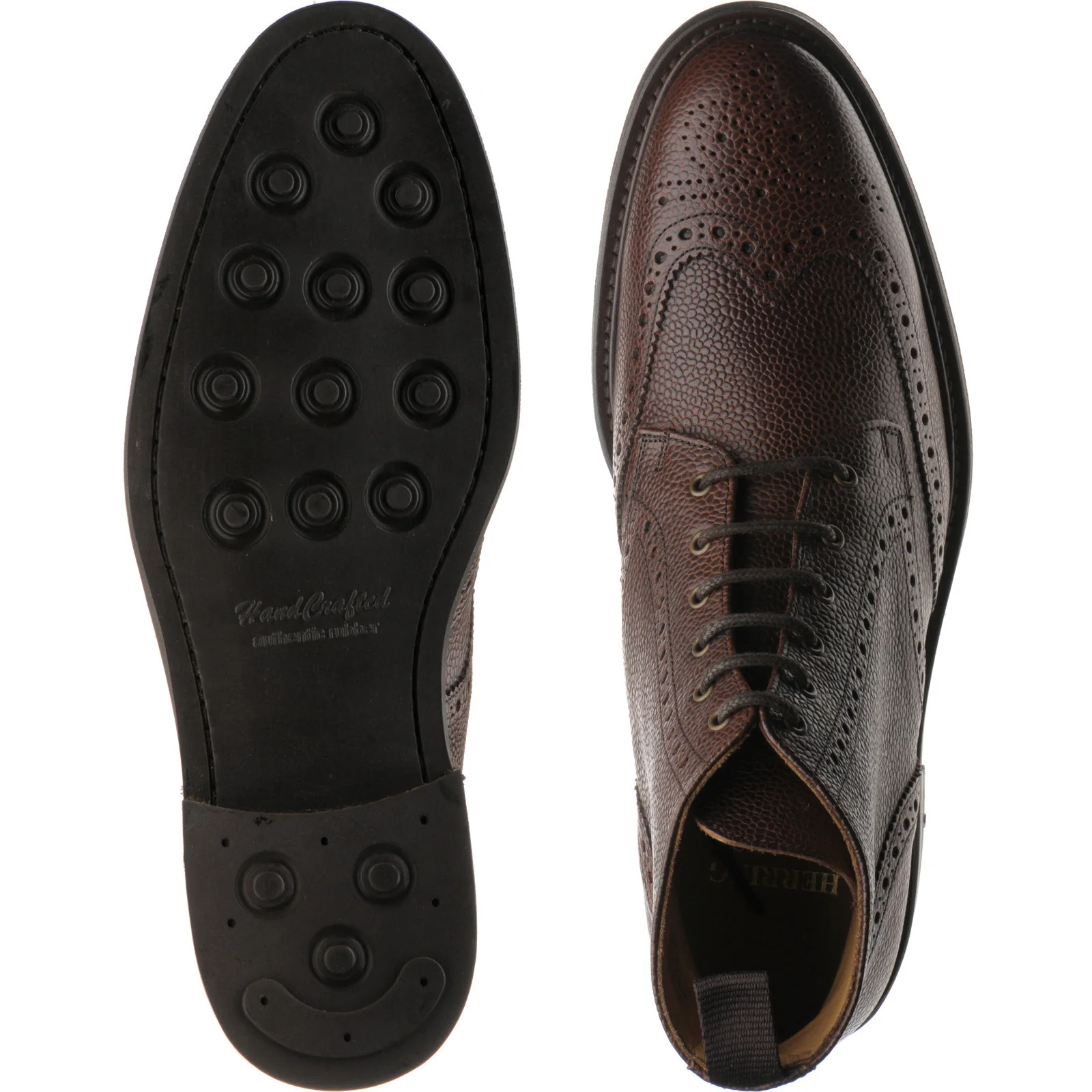 Herring Lympstone mens boots in dark brown grain - Image 3