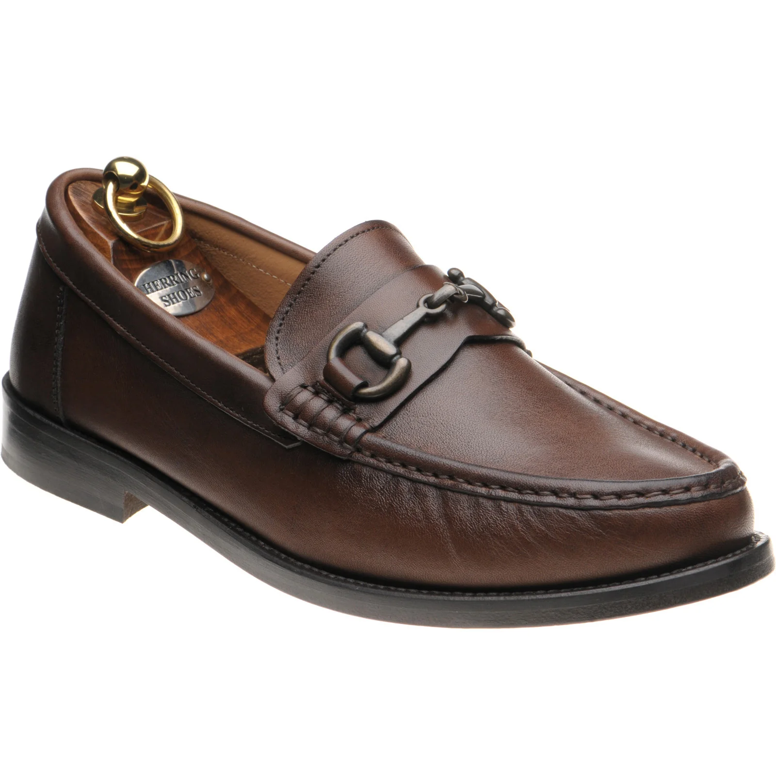 Herring Maestro mens loafers in dark brown calf