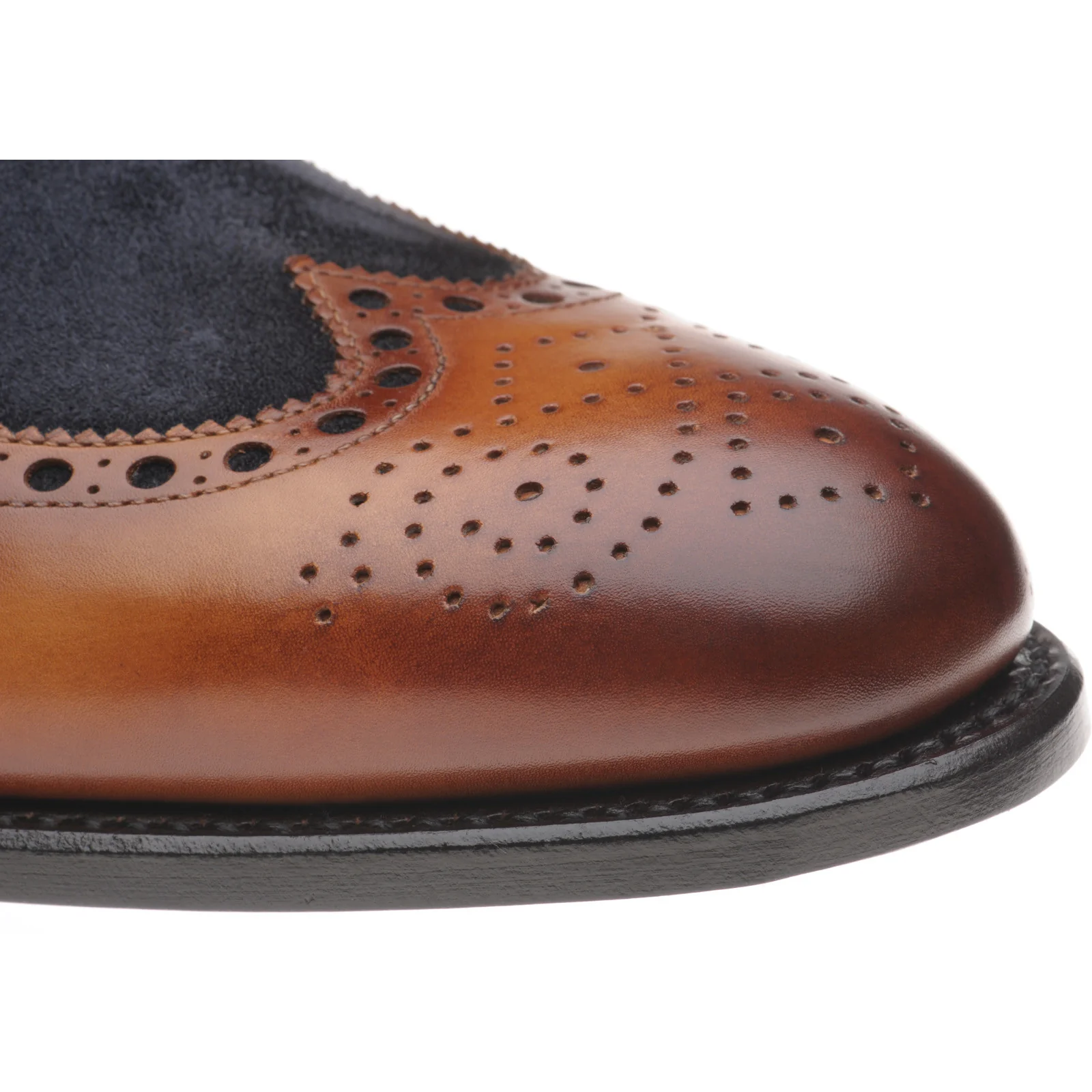 Herring Maidenhead mens two-tone brogue boots in brown calf and navy suede - Image 5