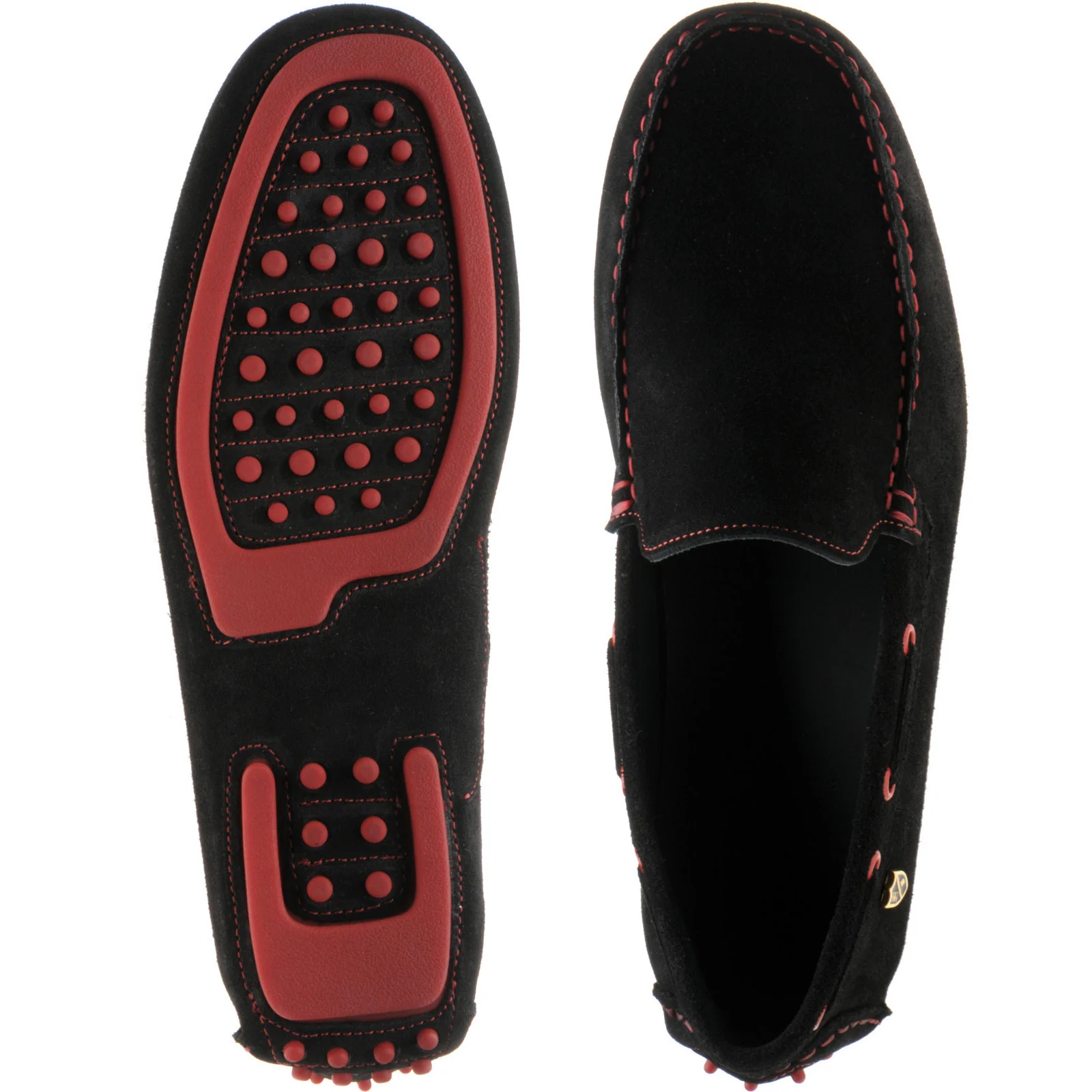 Herring Maranello II mens rubber-soled driving moccasins in black suede - Image 3