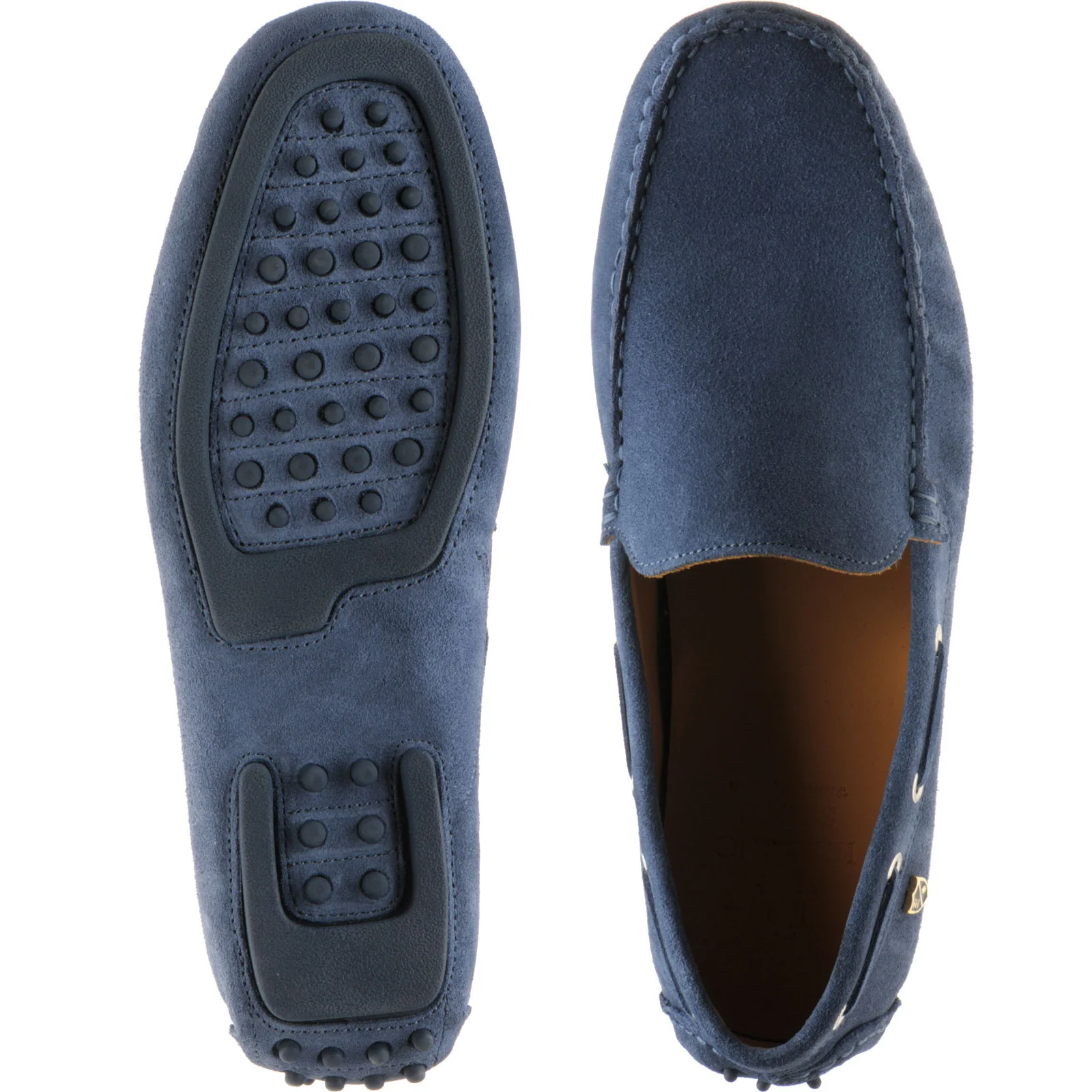Herring Maranello II mens rubber-soled driving moccasins in blue suede - Image 3