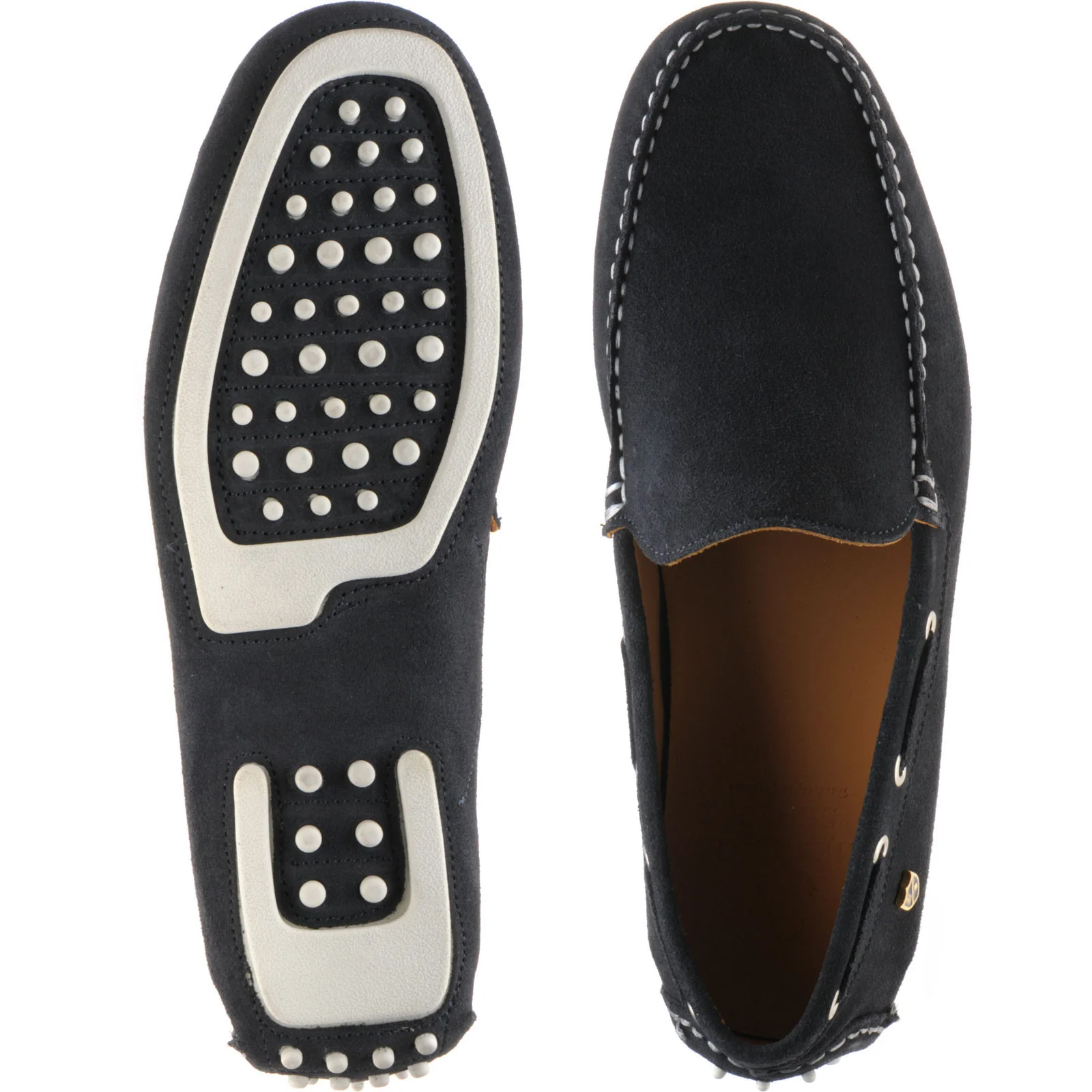 Herring Maranello II mens rubber-soled driving moccasins in navy suede - Image 3