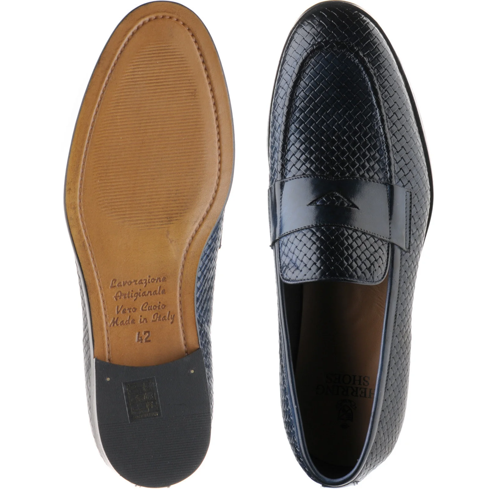Herring Marmi mens loafers in navy calf (second) - Image 3